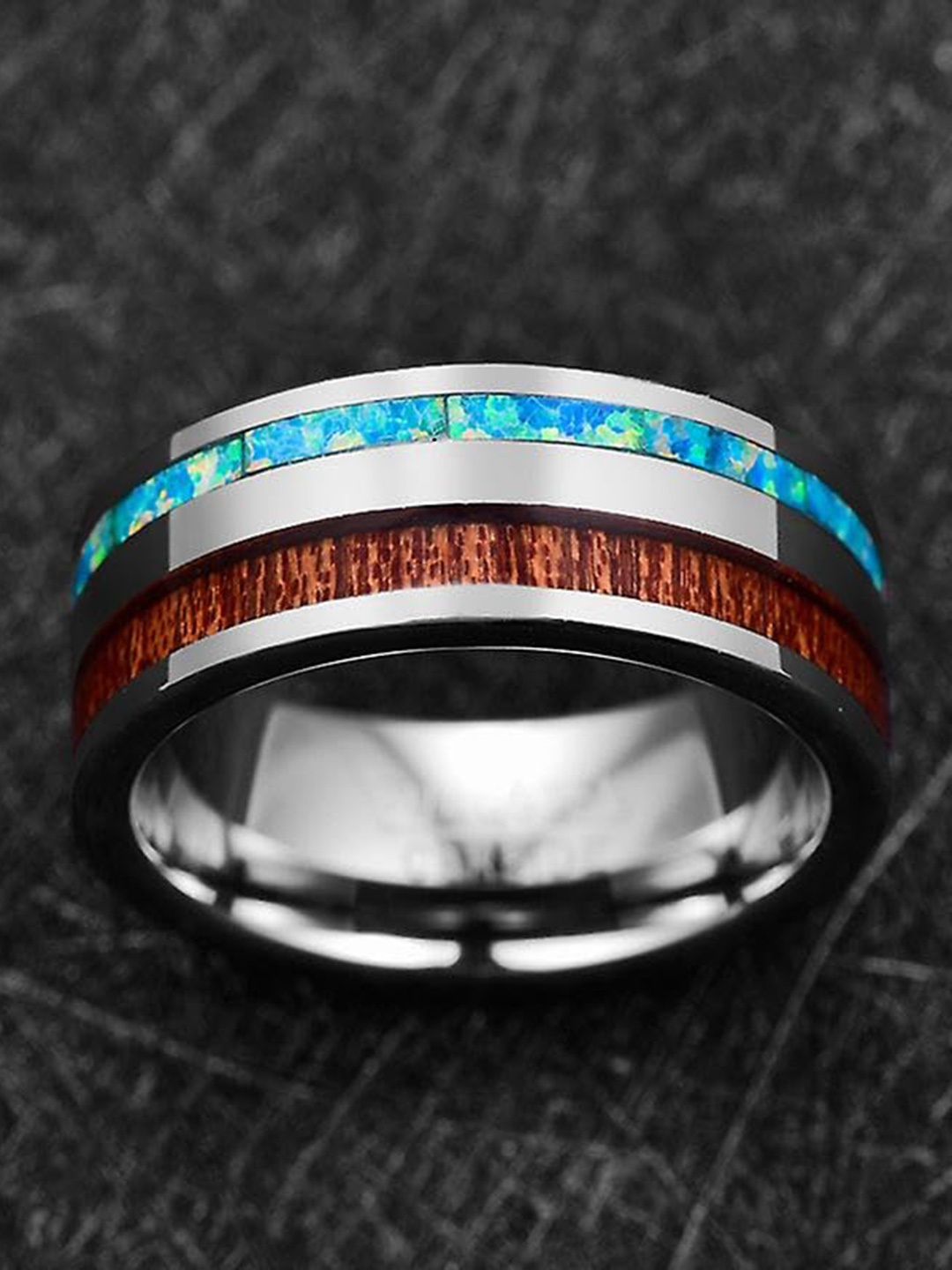

MEENAZ Men Silver Plated Stainless Steel Band Finger Ring