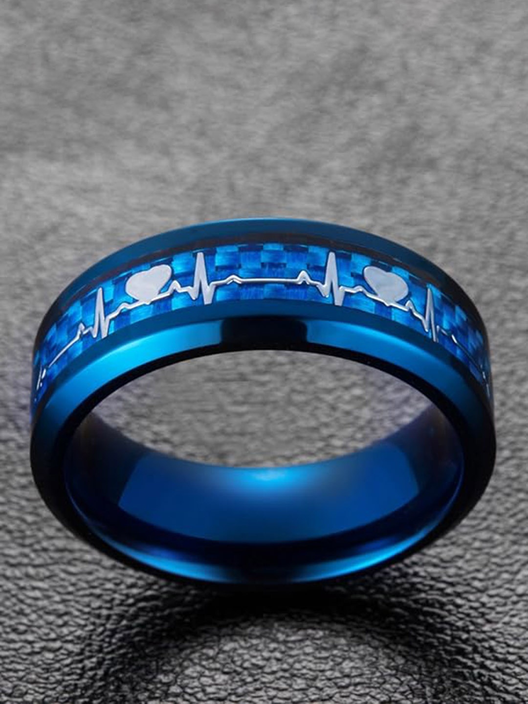 

MEENAZ Silver-Plated Band Finger Ring, Blue
