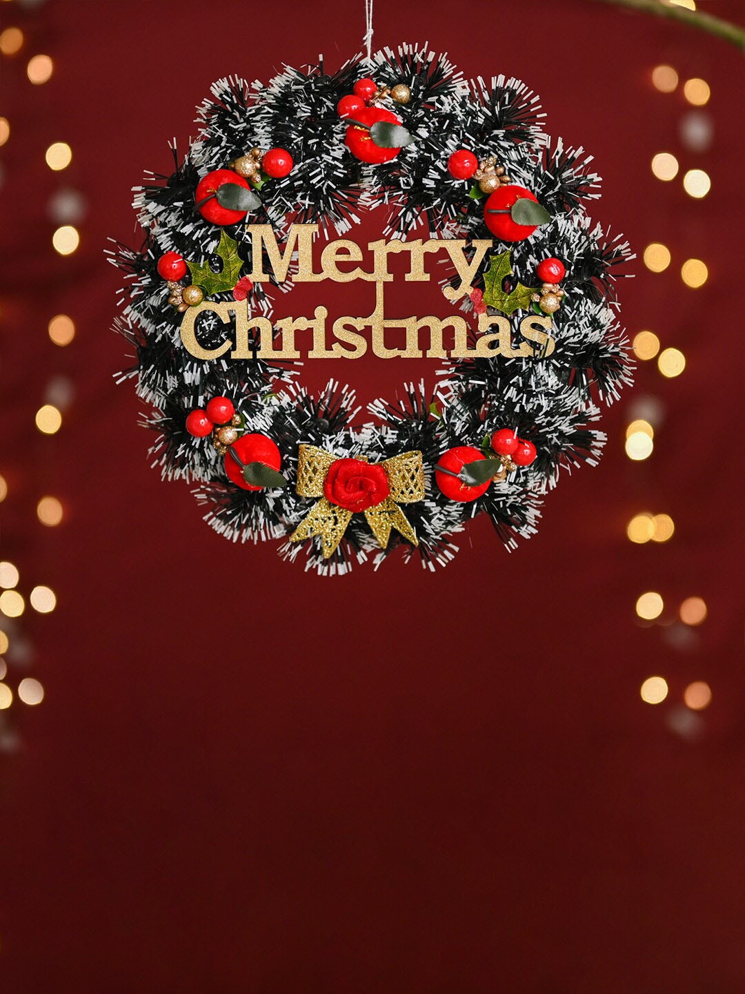 

DecorTwist Green & Red Wooden Christmas Wall Hanging