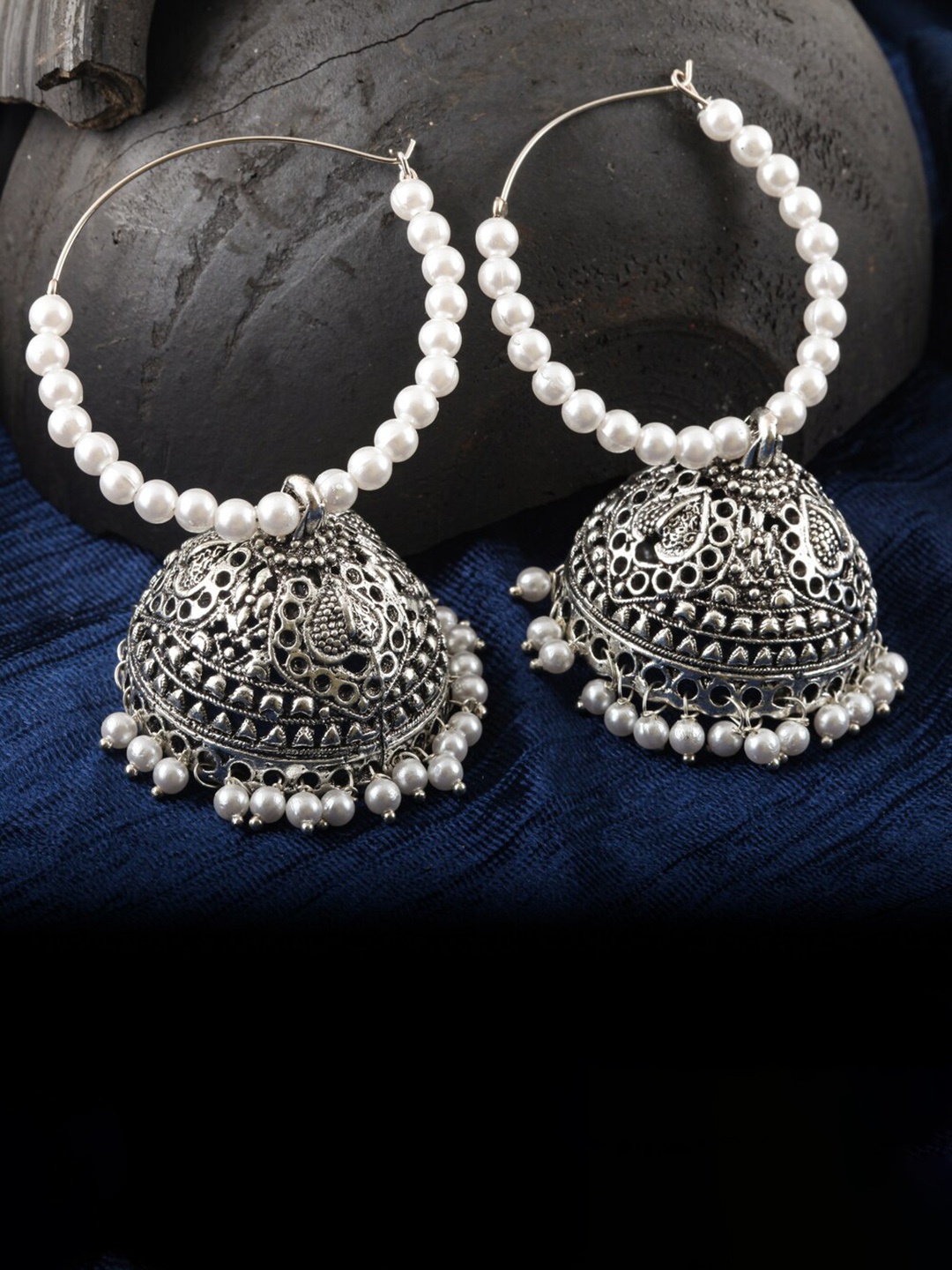

MEENAZ Silver-Plated Jhumkas Earrings
