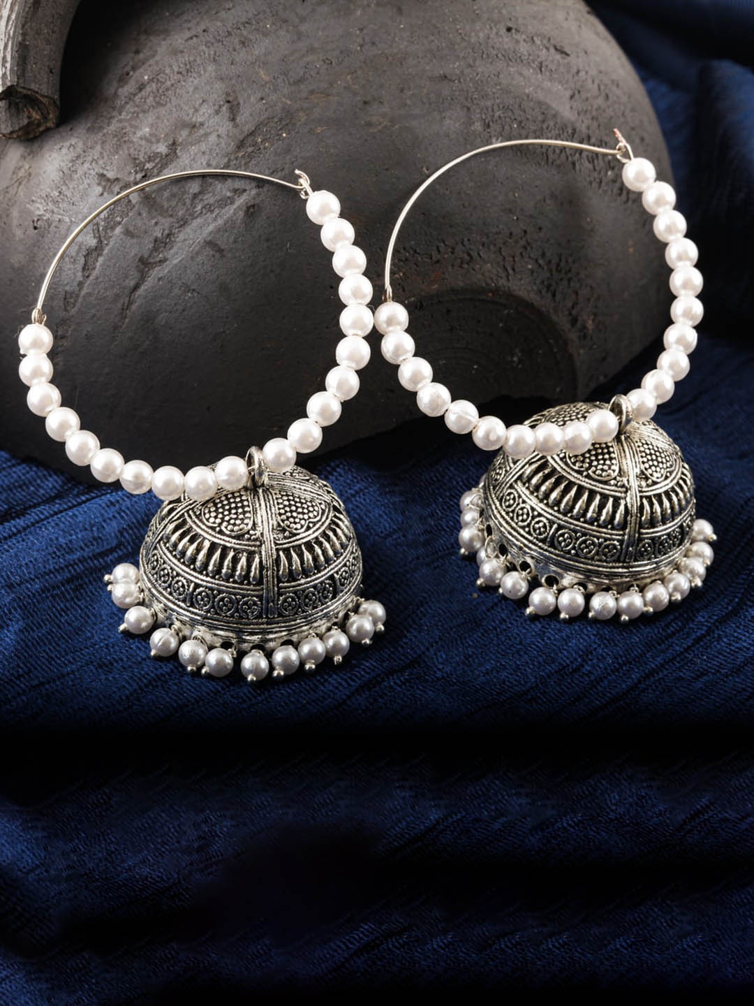 

MEENAZ Silver-Plated Jhumkas