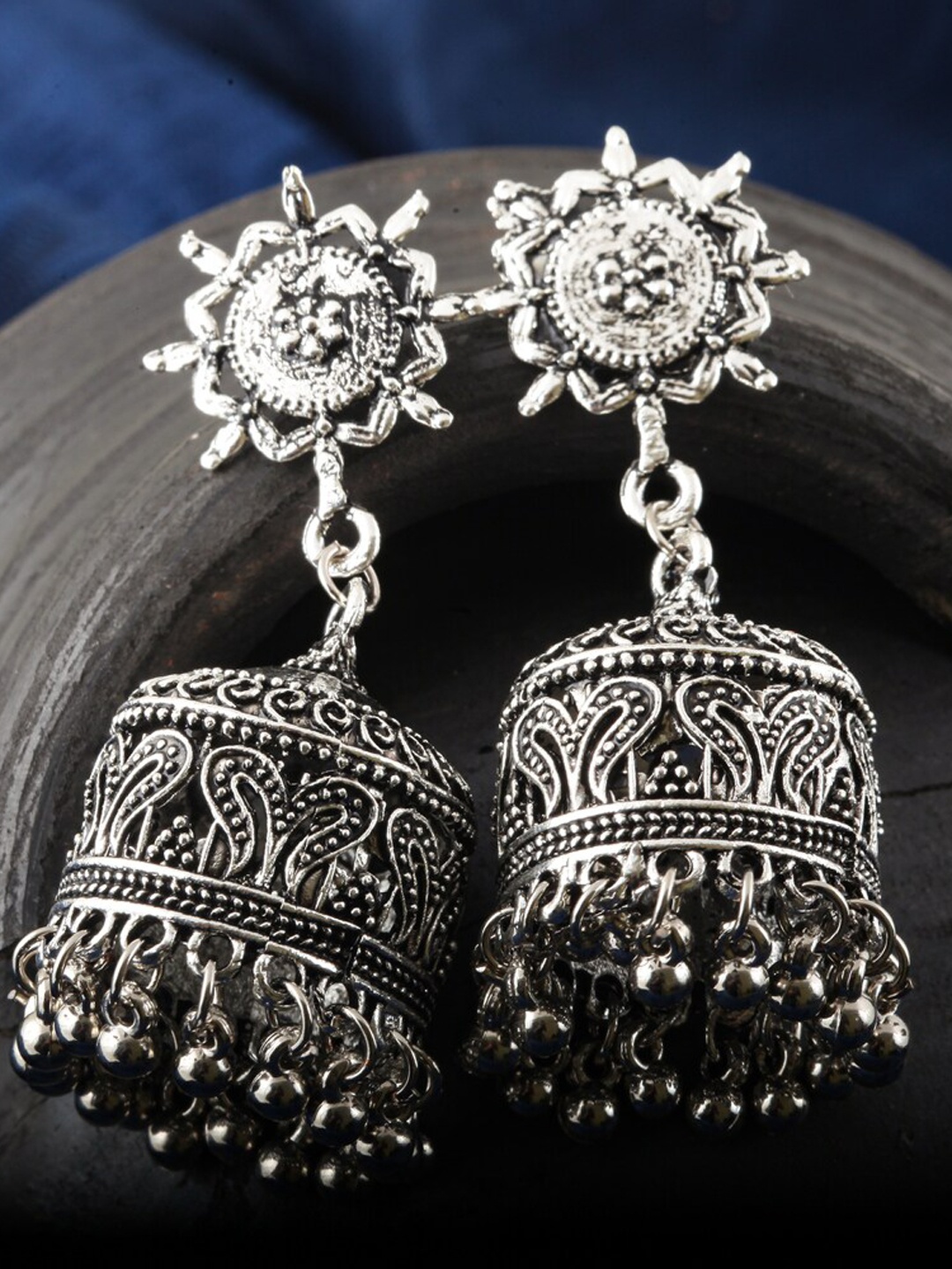 

MEENAZ Silver-Plated Jhumkas