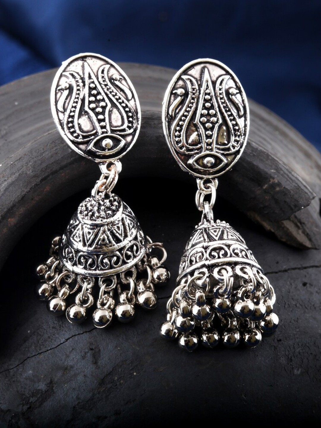 

MEENAZ Silver-Plated Jhumkas Earrings