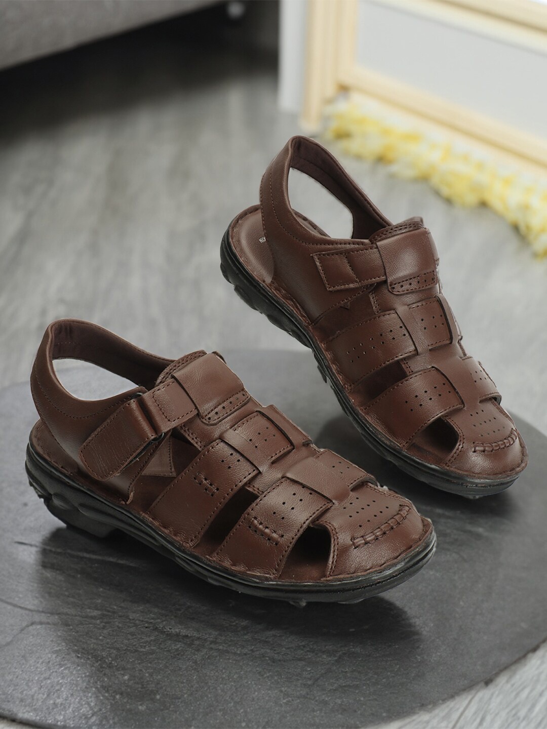 

Carlton London Men Leather Comfort Sandals, Brown