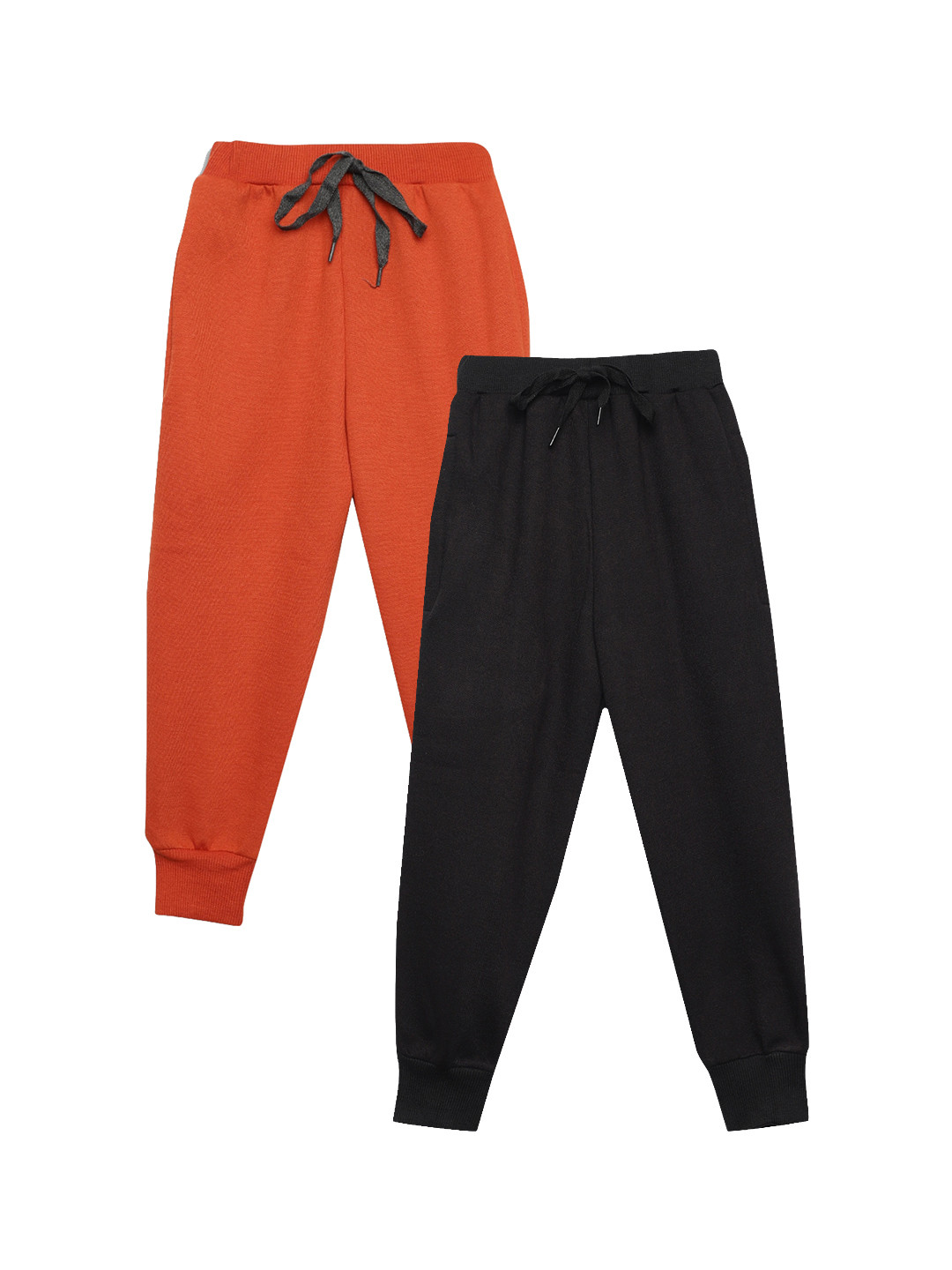 

VIMAL JONNEY Kids Pack Of 2 Mid Rise Fleece Joggers, Orange