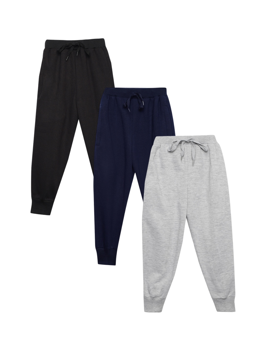 

VIMAL JONNEY Kids Pack Of 3 Mid Rise Cotton Fleece Joggers, Grey
