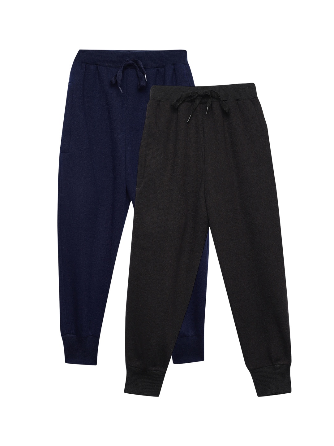 

VIMAL JONNEY Kids Pack Of 2 Mid Rise Cotton Fleece Joggers, Black