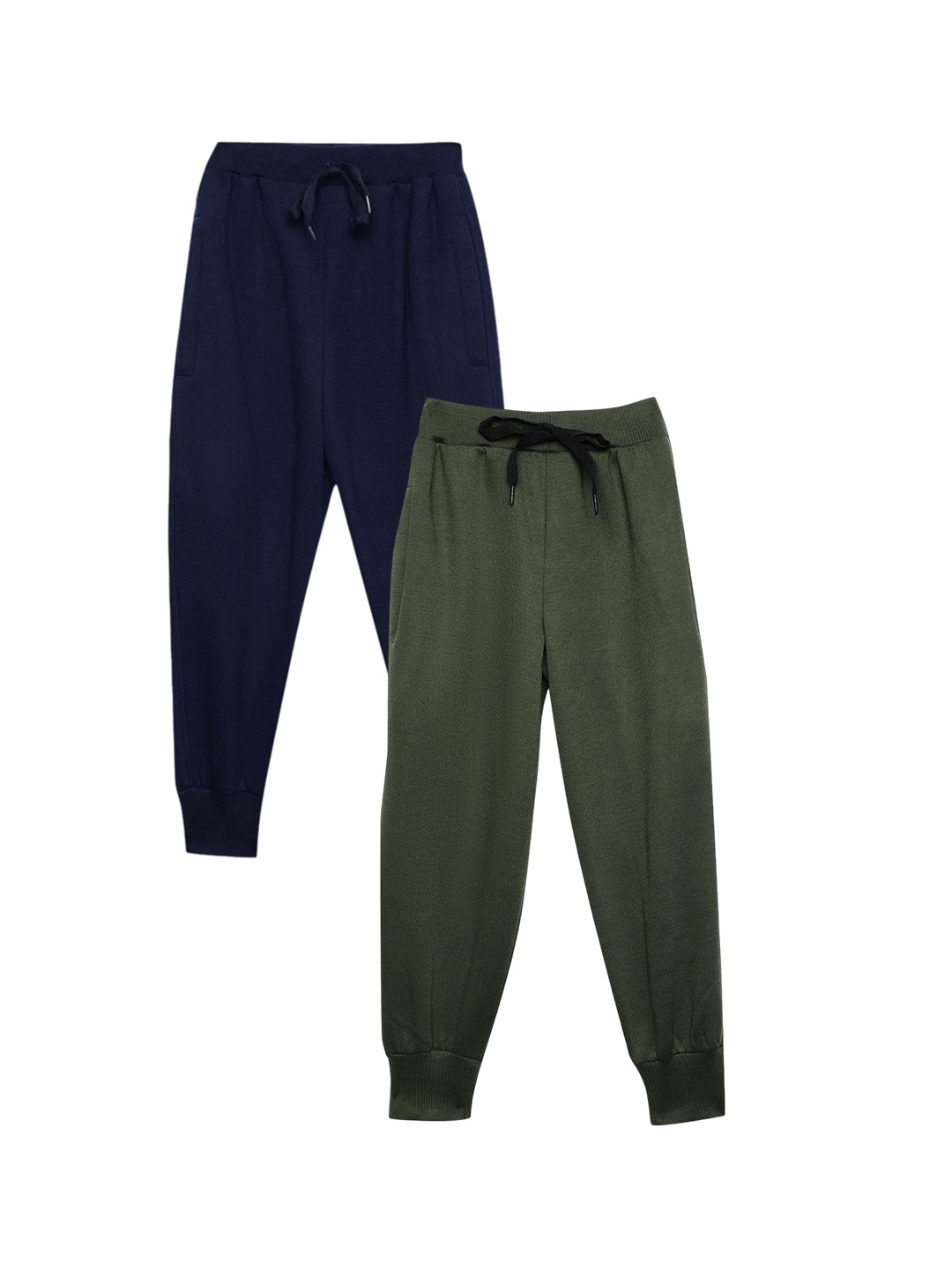

VIMAL JONNEY Kids Pack Of 2 Mid Rise Cotton Fleece Joggers, Olive