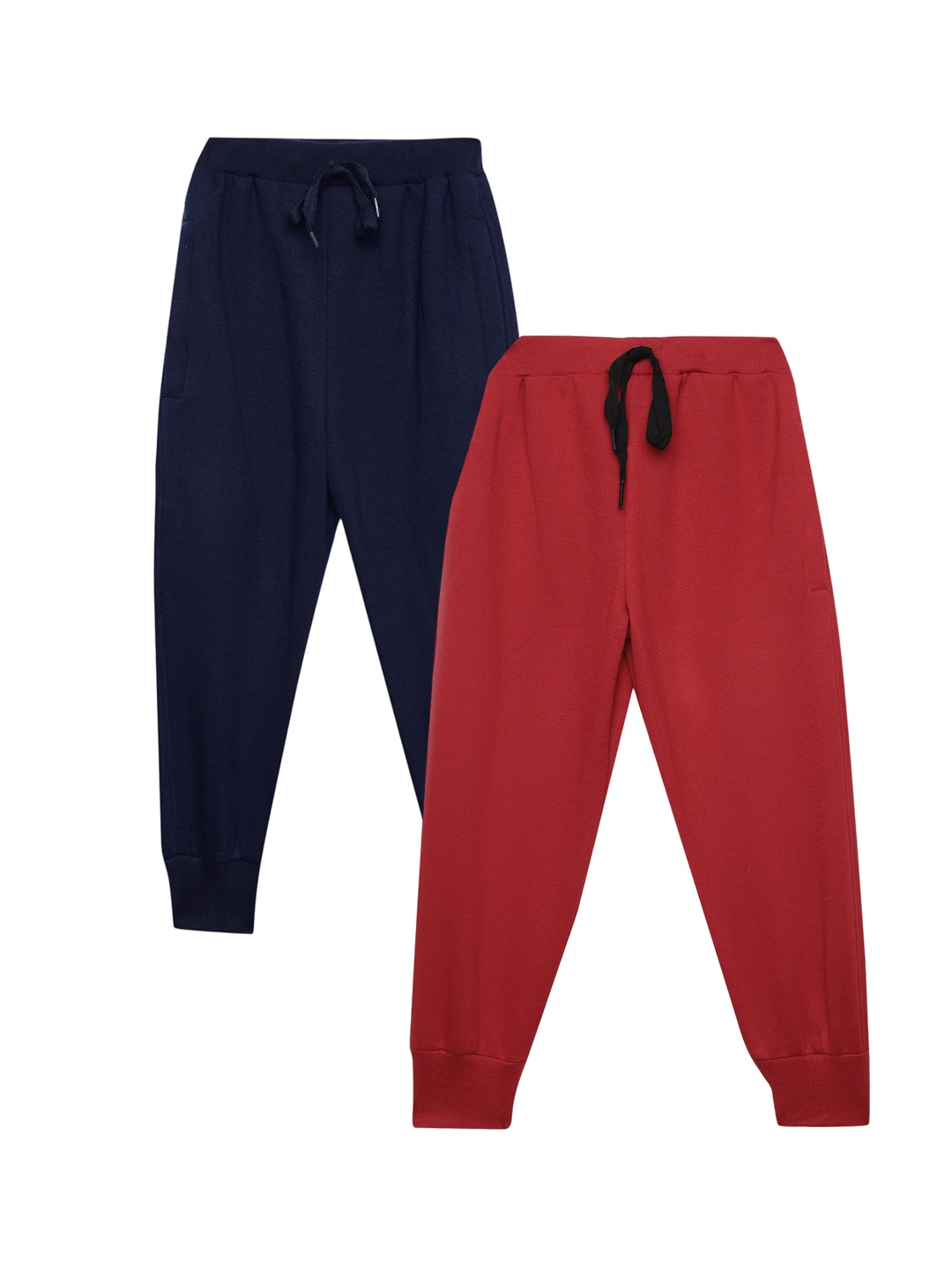 

VIMAL JONNEY Kids Pack Of 2 Mid Rise Cotton Fleece Joggers, Red