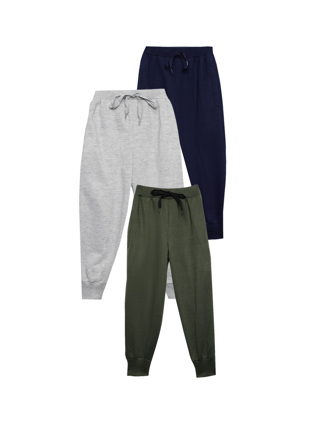 

VIMAL JONNEY Kids Pack Of 3 Mid-Rise Cotton Fleece Jogger, Blue