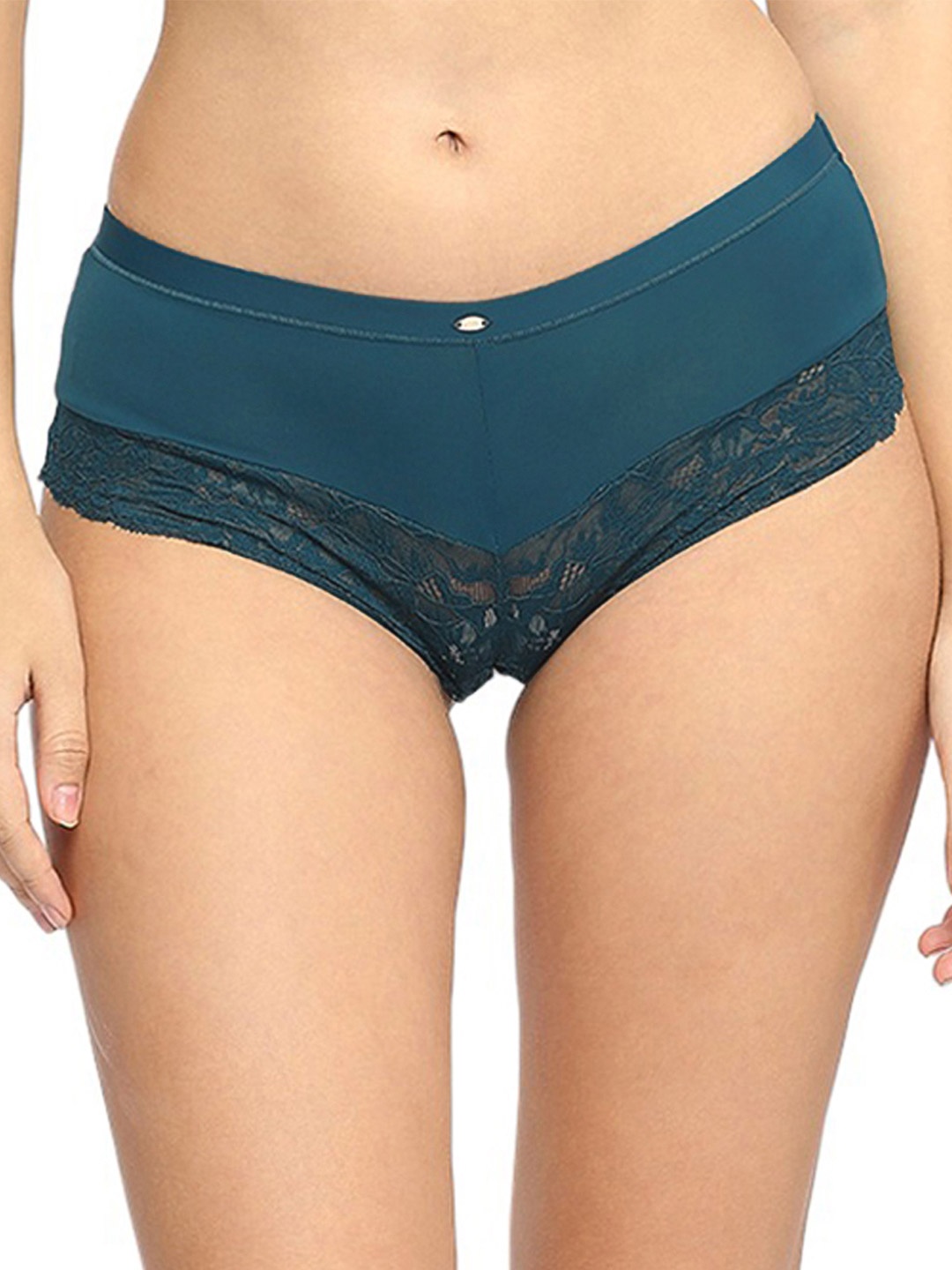 

SOIE Women Mid Rise Medium Coverage Lace Shorty Cheeky Basic Briefs, Teal