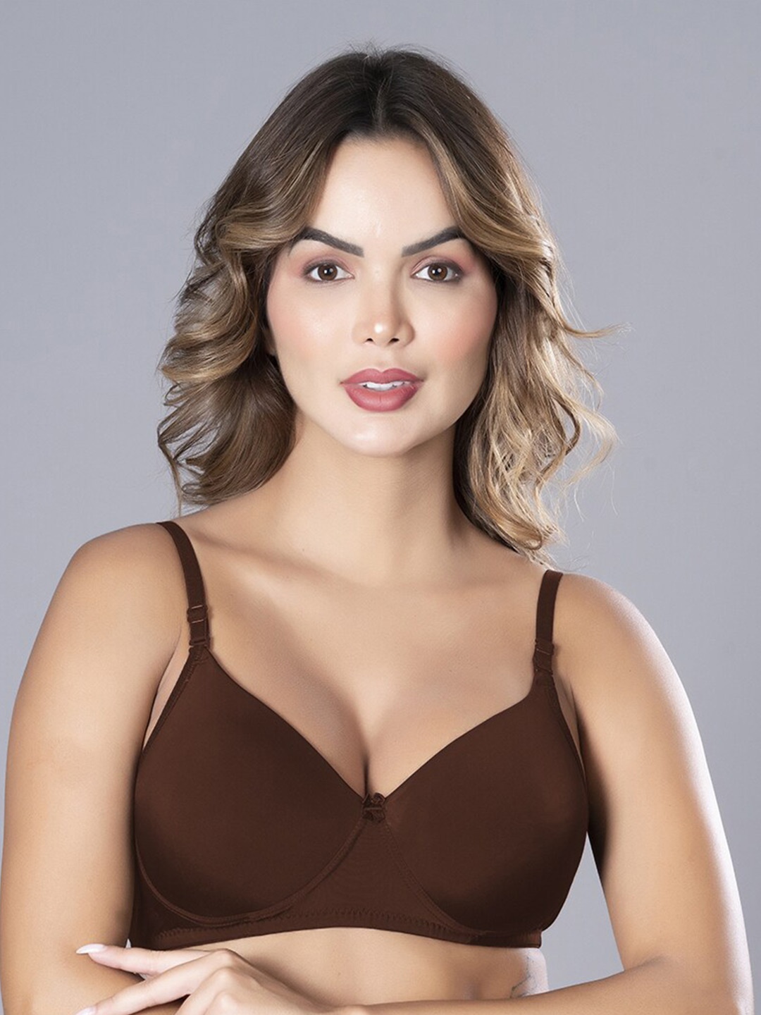 

NIGHTHOPE Seamless Full Coverage Underwired Lightly Padded All Day Comfort Everyday Bra, Brown