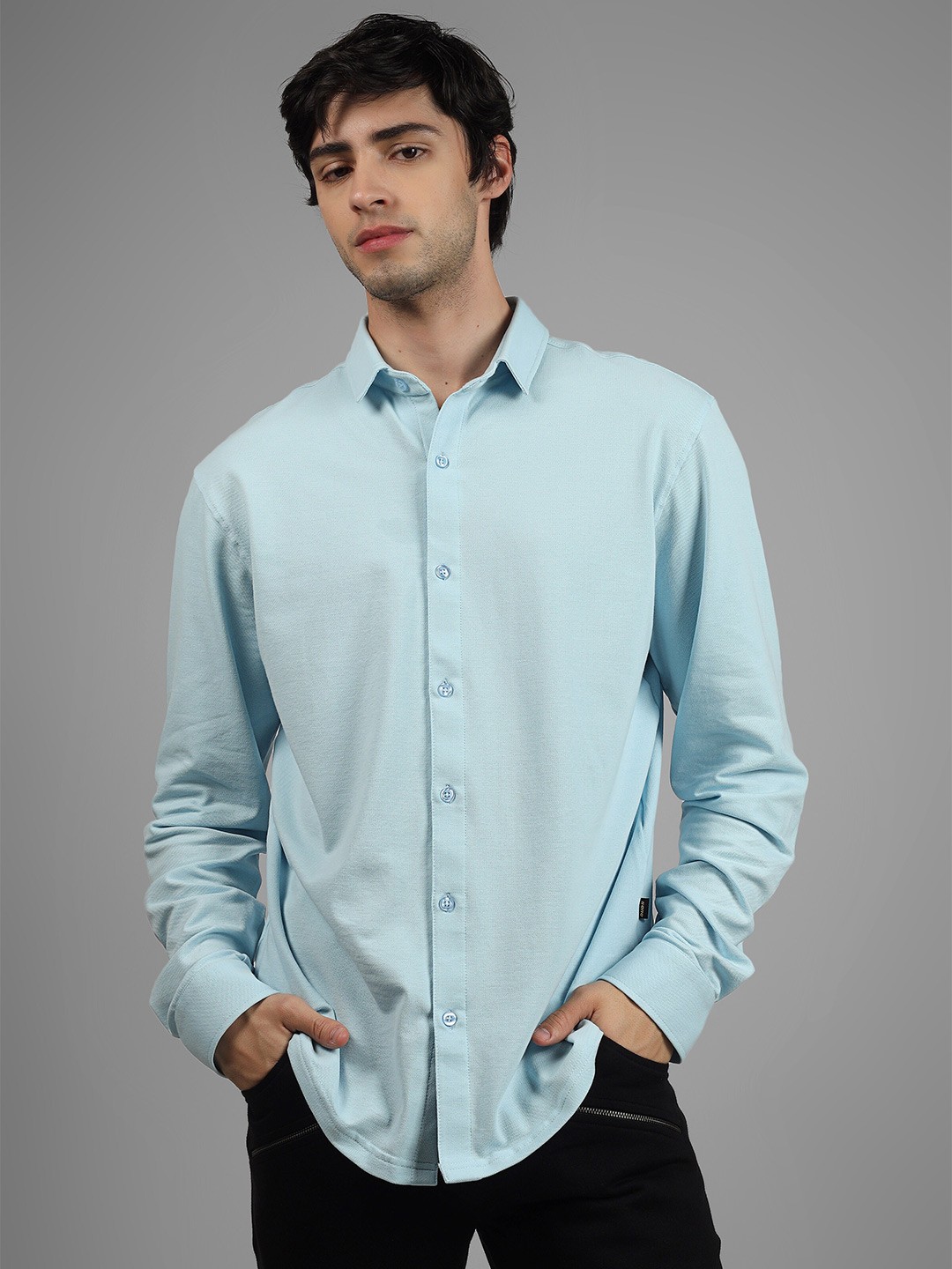 

WEARDUDS Premium Slim Fit Wrinkle Free Casual Shirt, Blue
