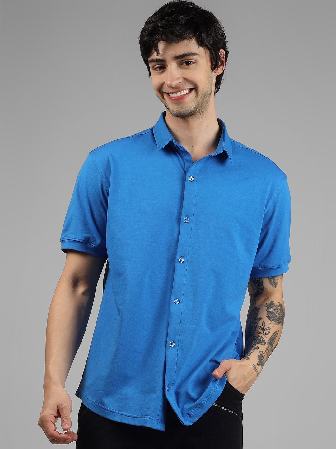 

WEARDUDS Premium Slim Fit Wrinkle Free Casual Shirt, Blue