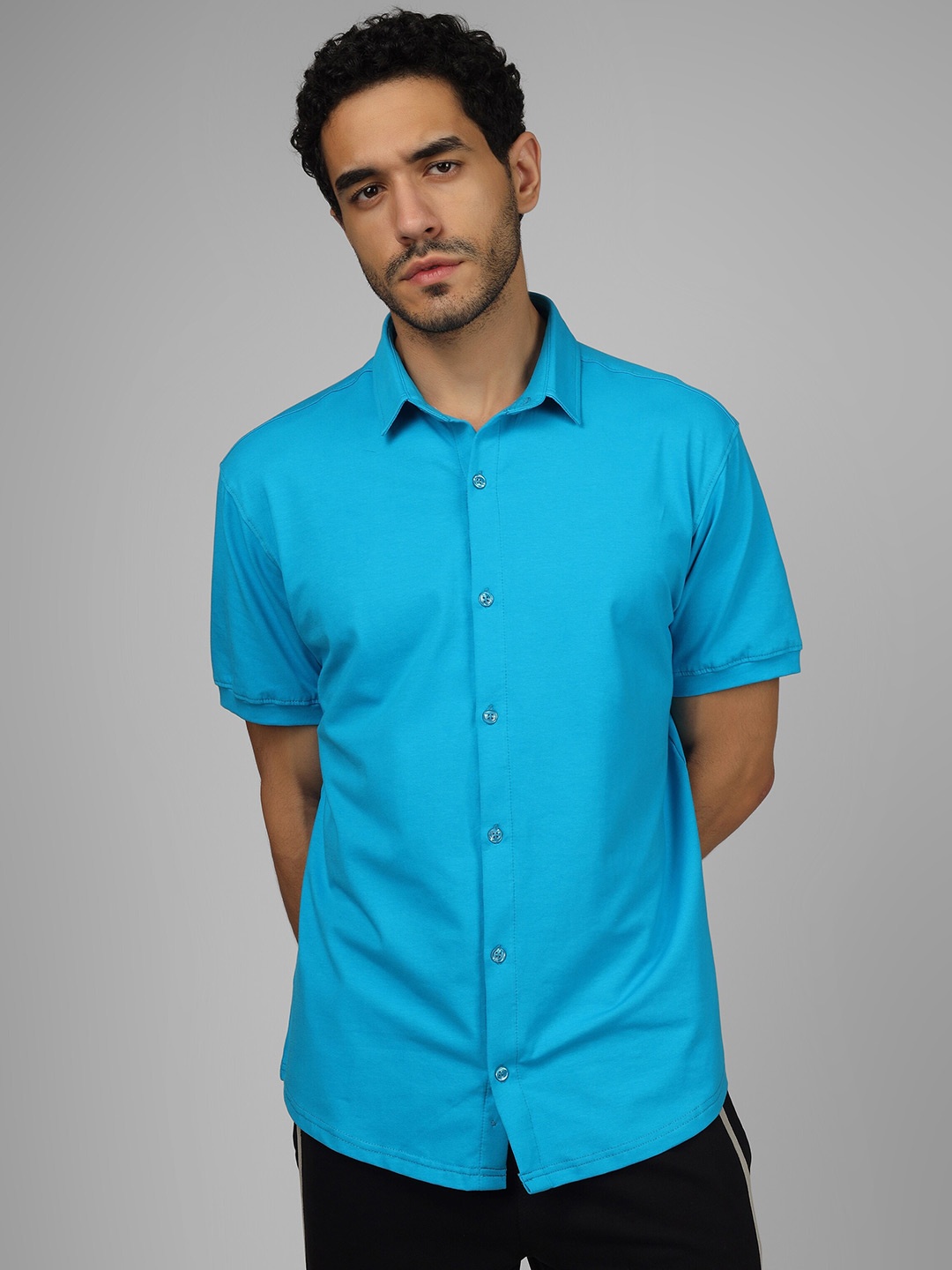 

WEARDUDS Spread Collar Premium Slim Fit Casual Shirt, Turquoise blue