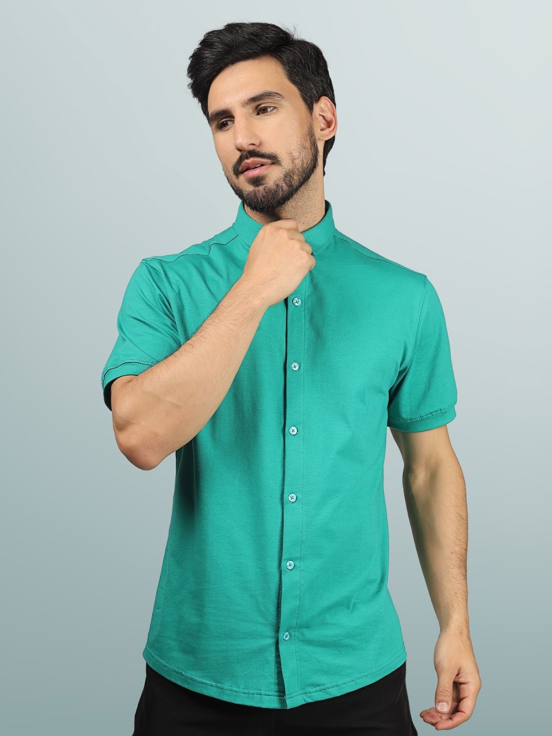 

WEARDUDS Spread Collar Premium Slim Fit Casual Shirt, Teal
