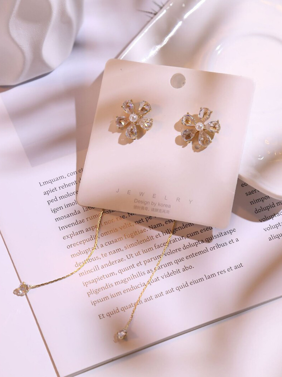 

DressBerry Floral Drop Earrings, Gold