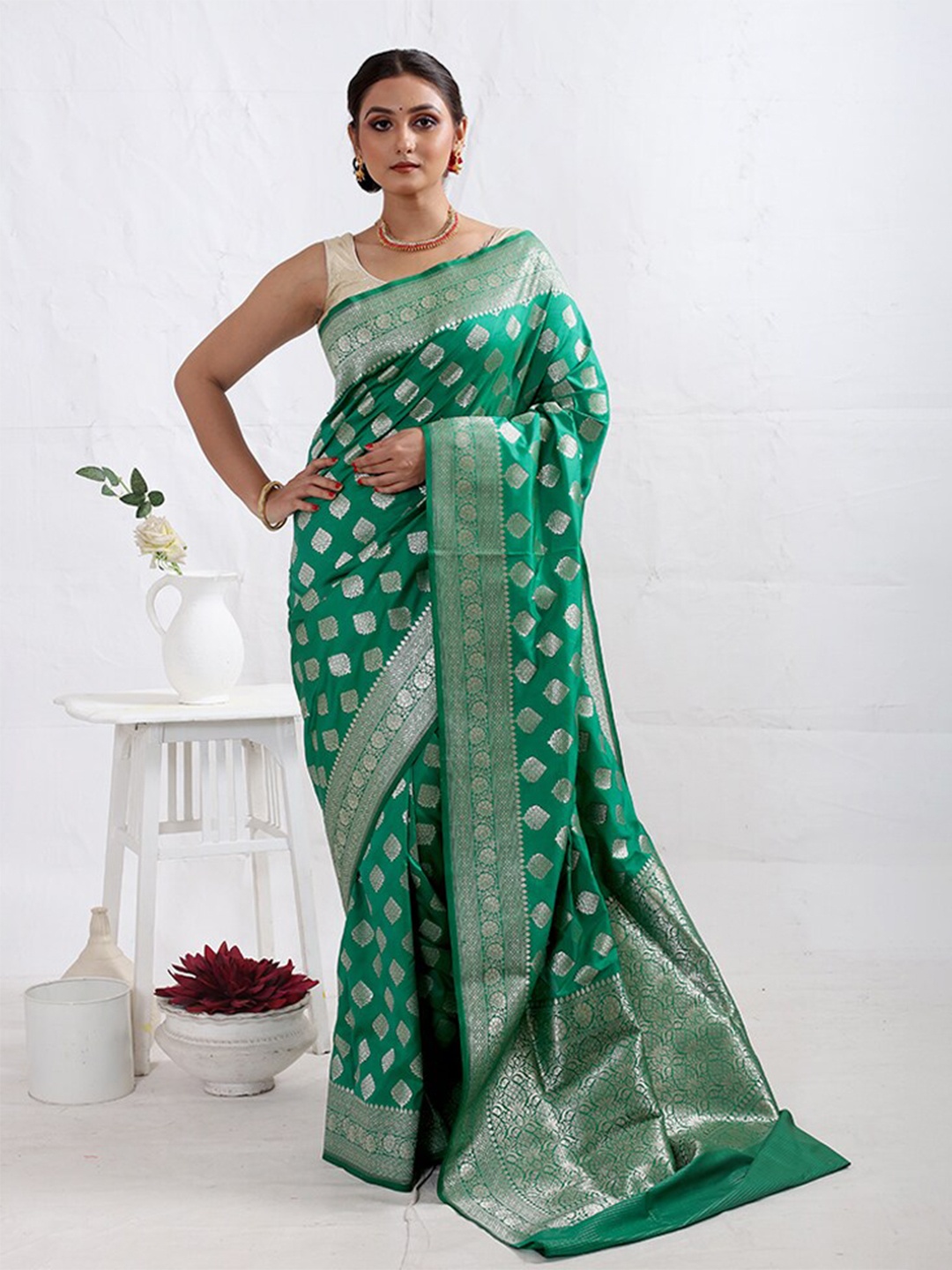 

AllSilks Woven Design Uppada Saree, Green