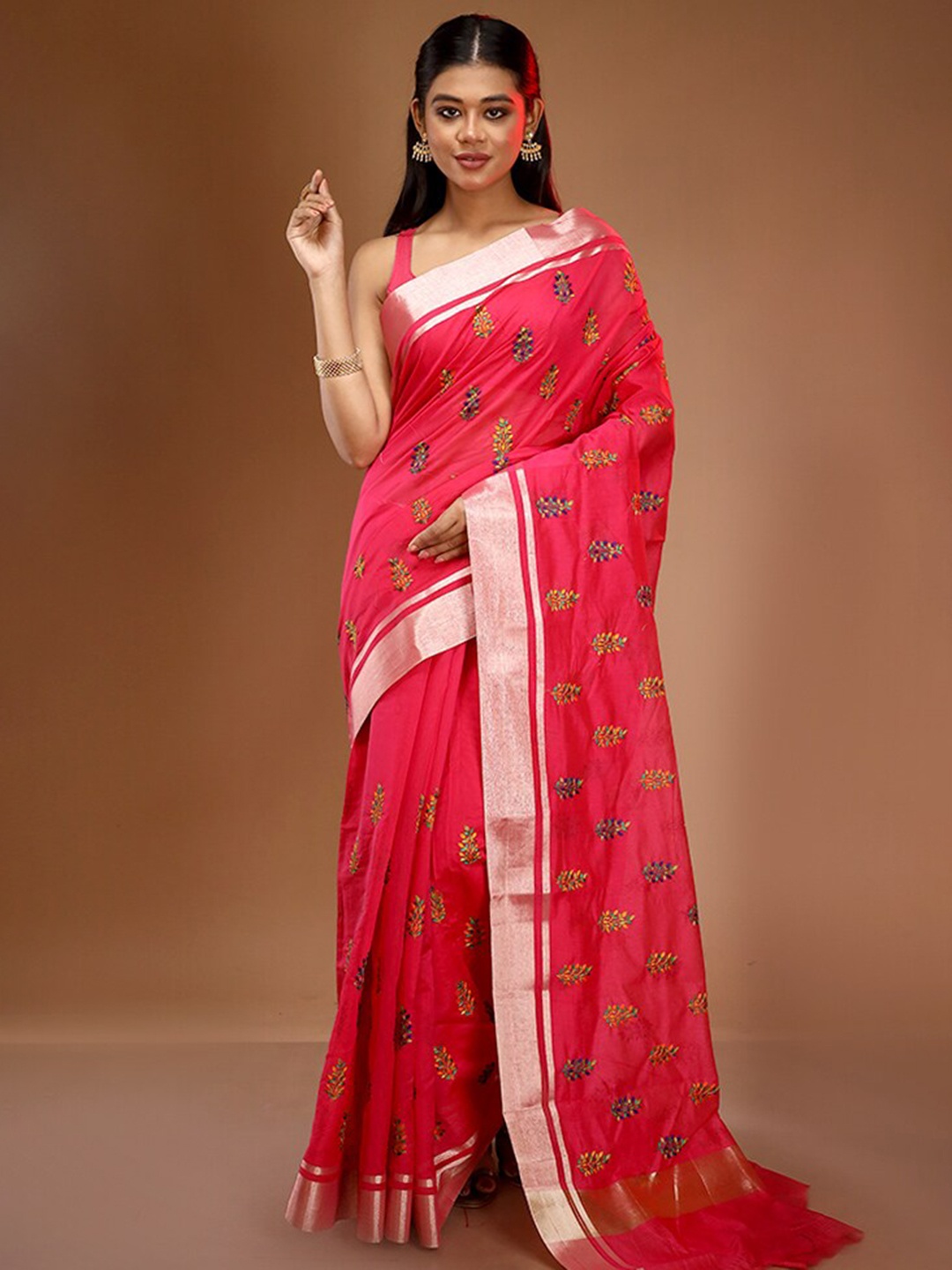 

AllSilks Pink Pure Cotton Saree