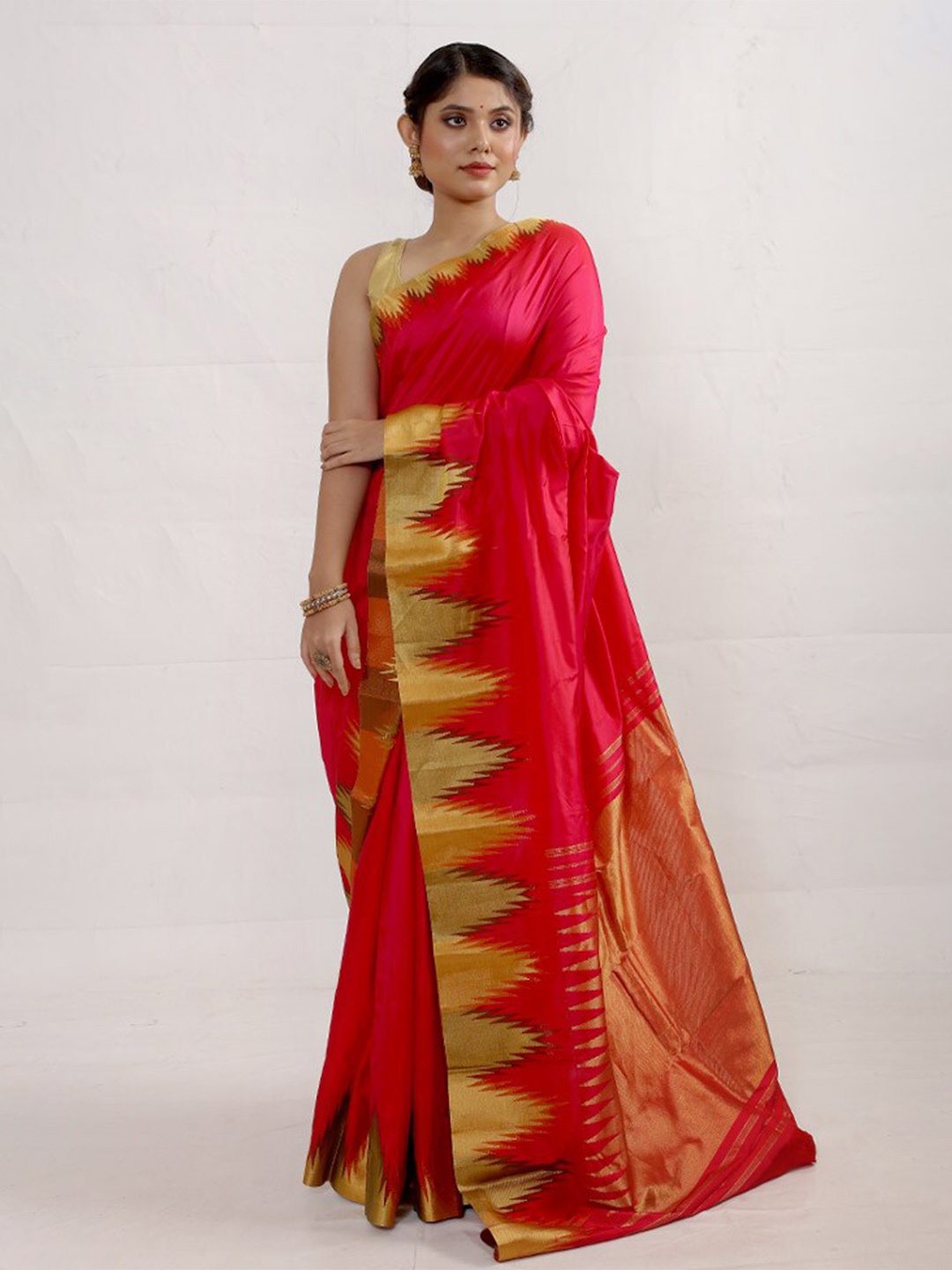 

AllSilks Zari Pure Silk Kanjeevaram Saree, Pink