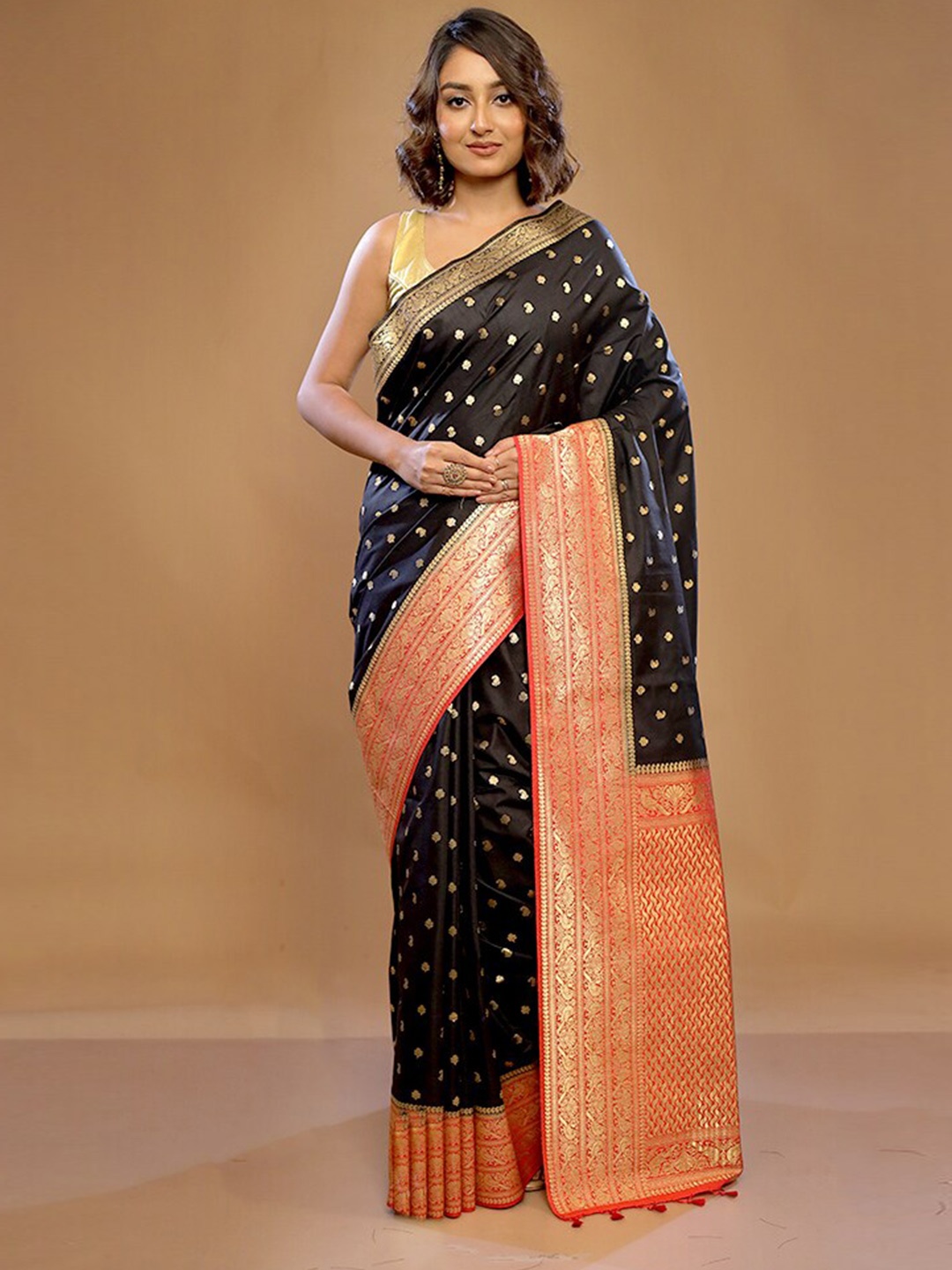 

AllSilks Black Silk Blend Saree