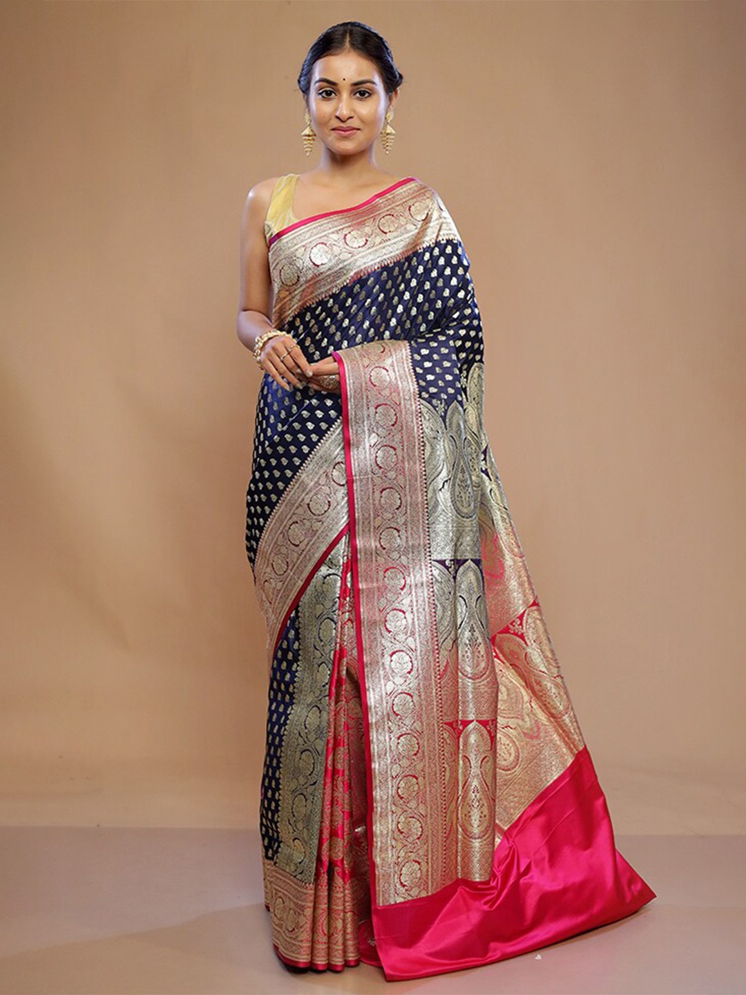 

AllSilks Ethnic Motifs Woven Design Zari Banarasi Saree, Blue