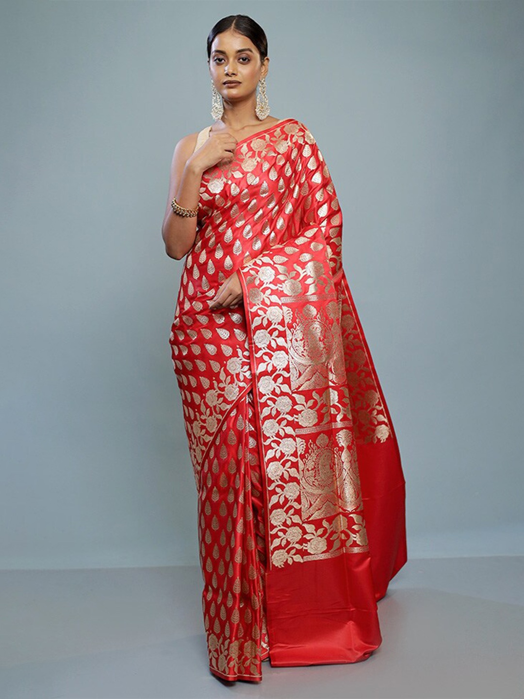 

AllSilks Ethnic Motifs Woven Design Banarasi Saree, Red