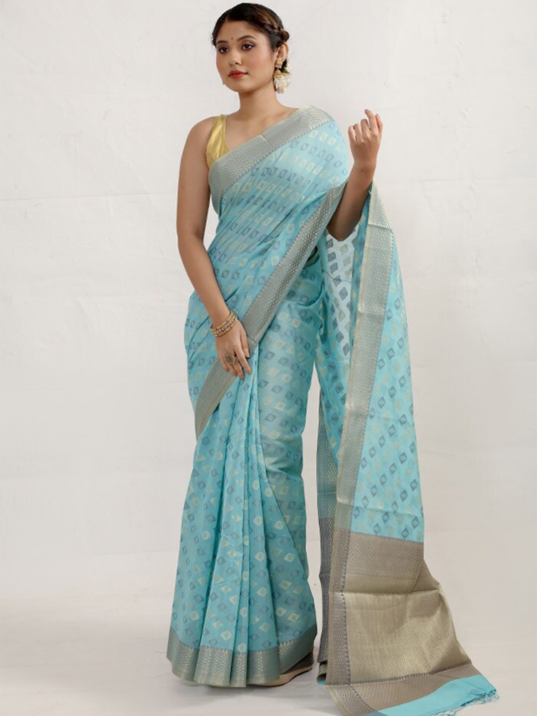 

AllSilks Blue Pure Cotton Saree