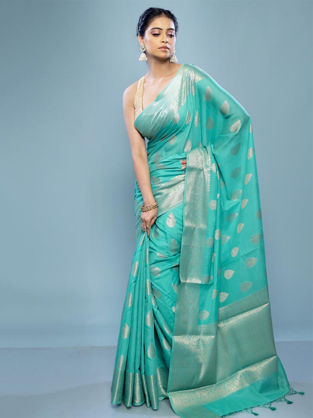 

AllSilks Green Pure Cotton Saree