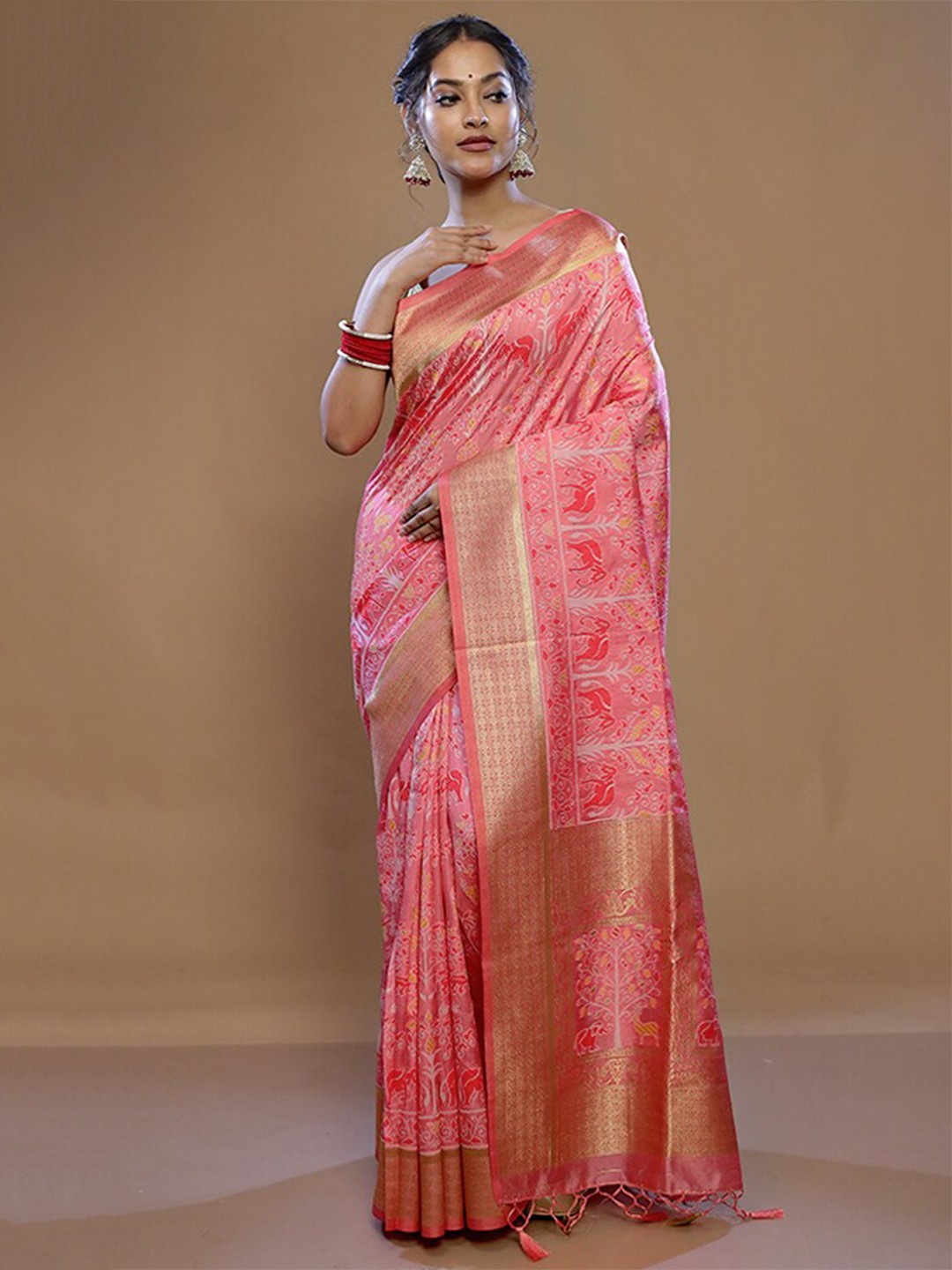 

AllSilks Pink Silk Blend Saree