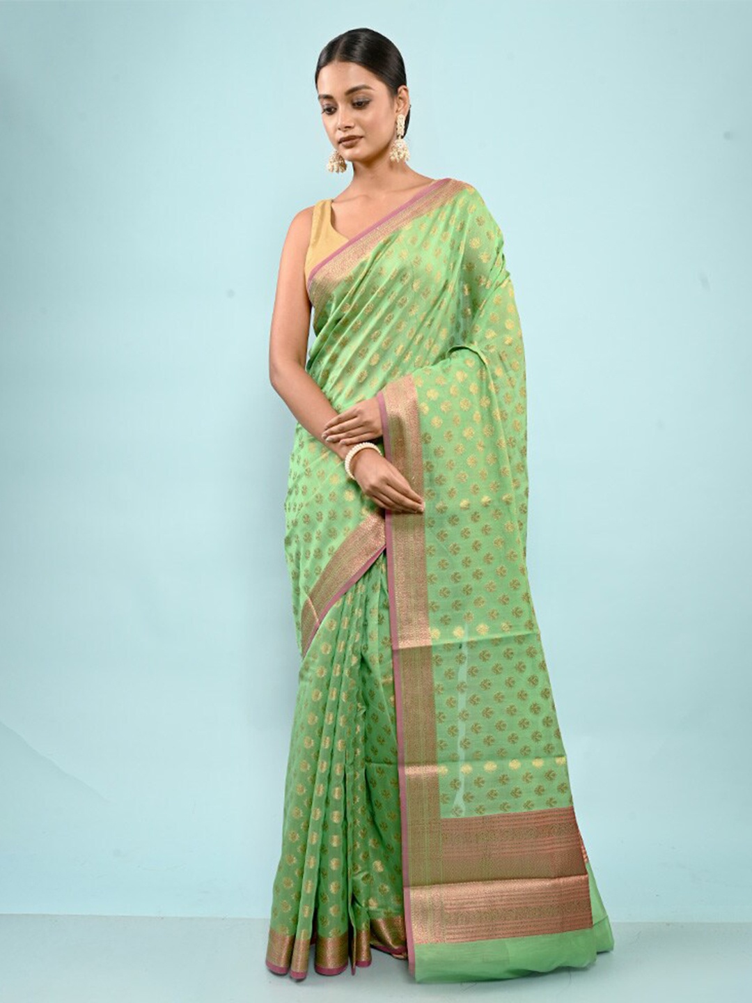 

AllSilks Green Silk Cotton Saree
