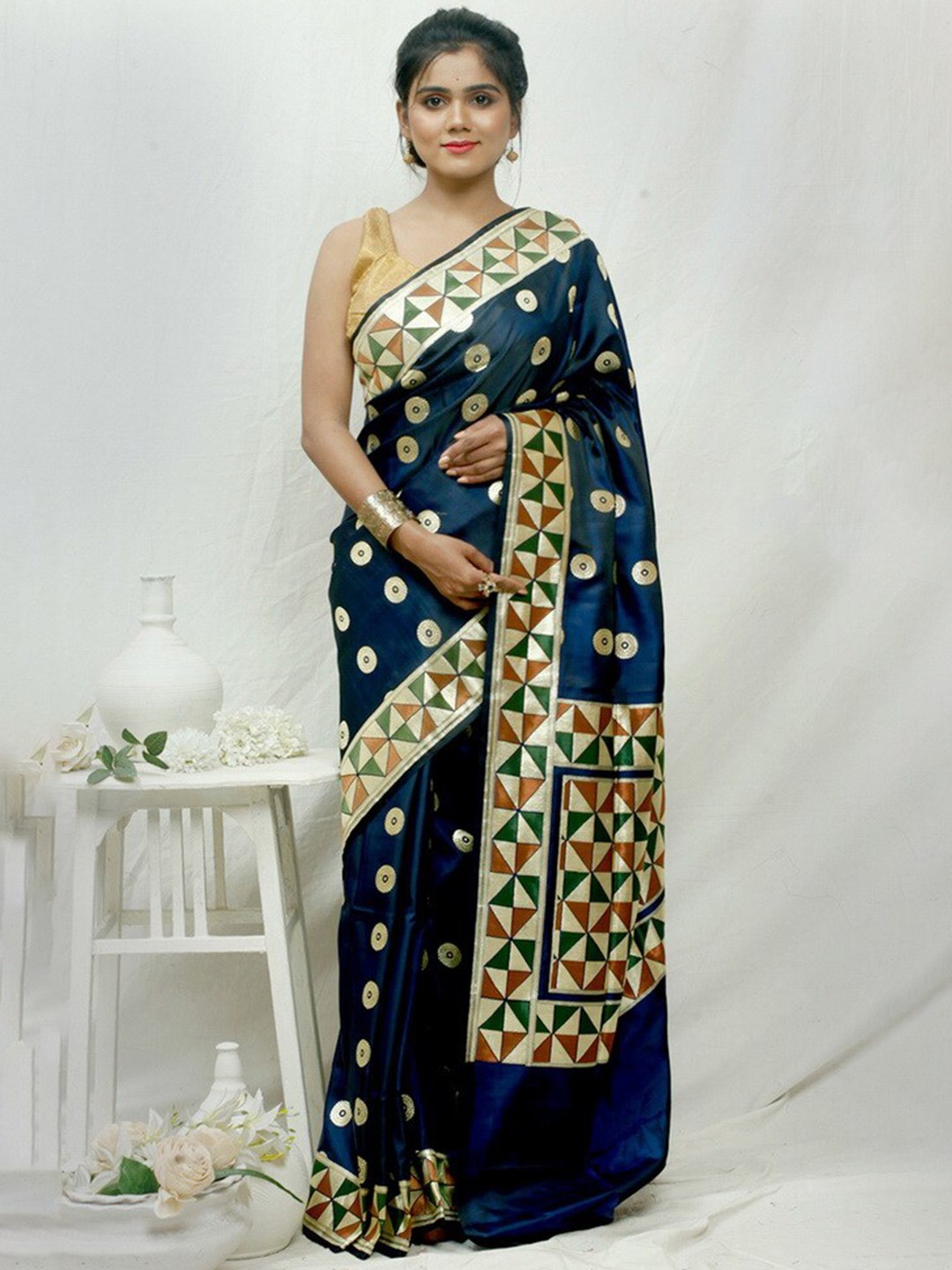 

AllSilks Ethnic Motifs Woven Design Pure Silk Banarasi Saree, Blue