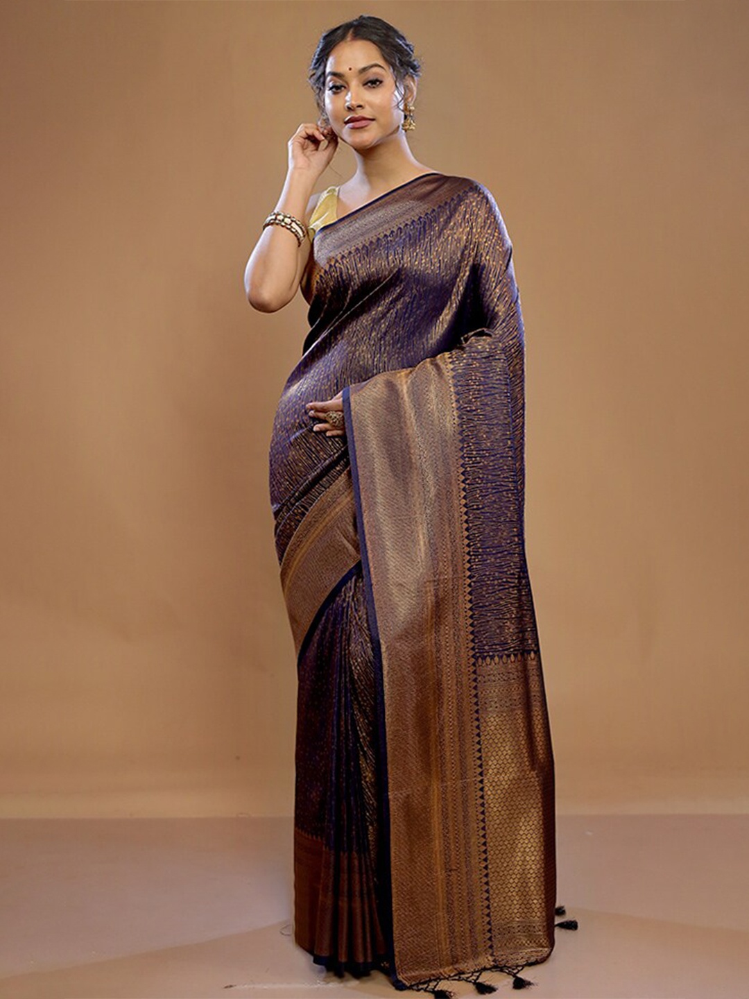

AllSilks Blue Silk Blend Saree