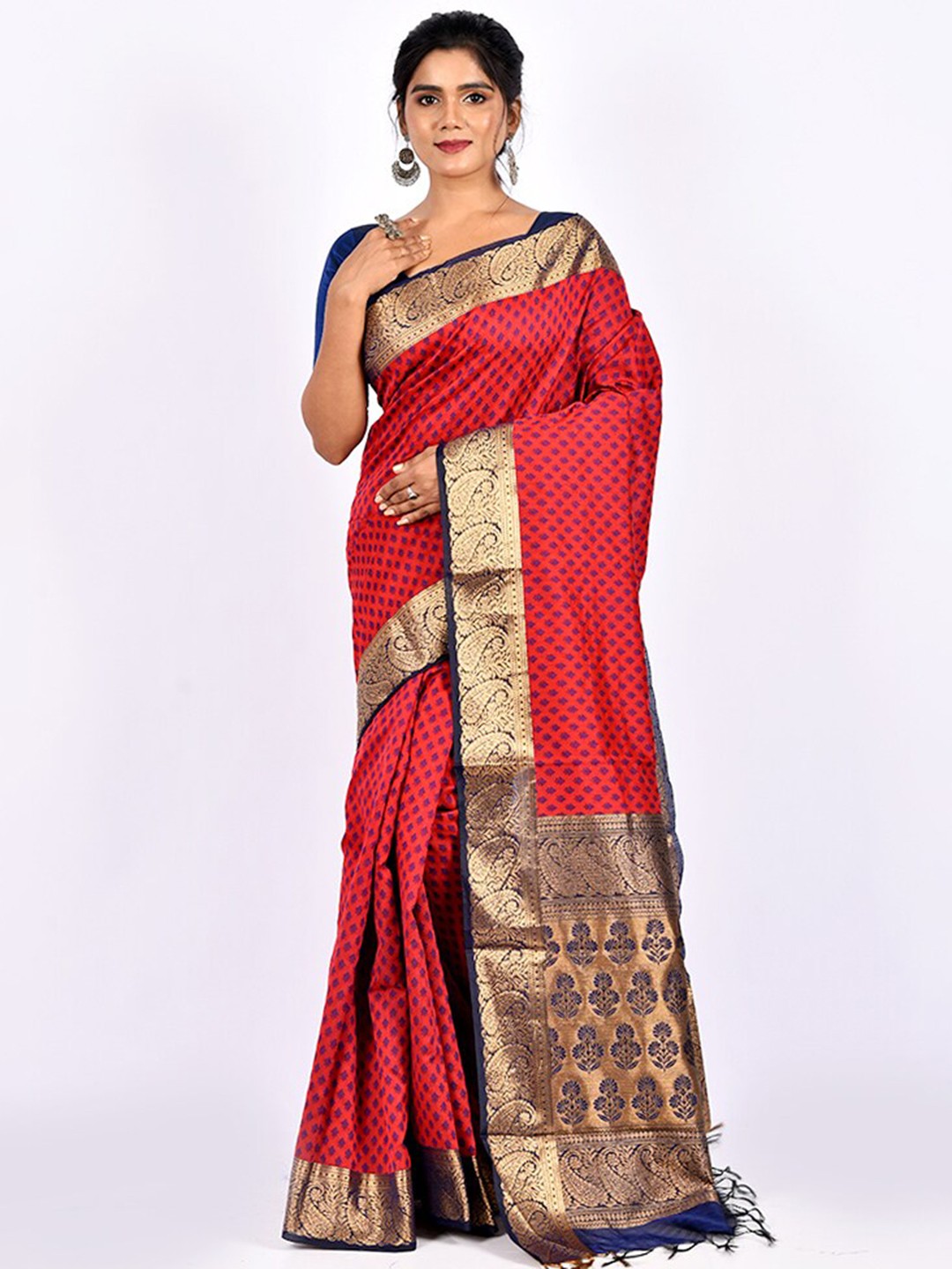 

AllSilks Red Pure Cotton Saree