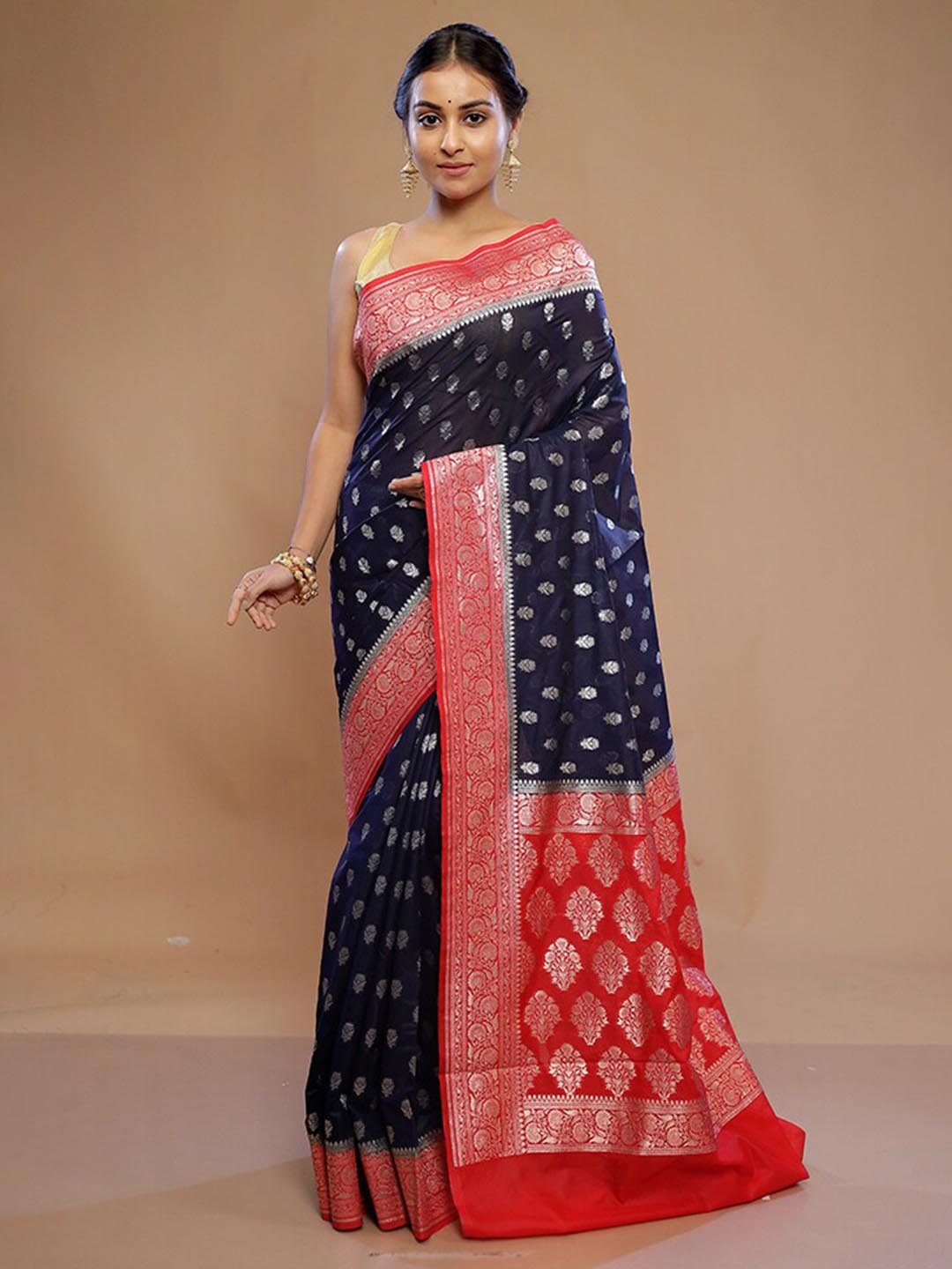 

AllSilks Blue Silk Blend Saree