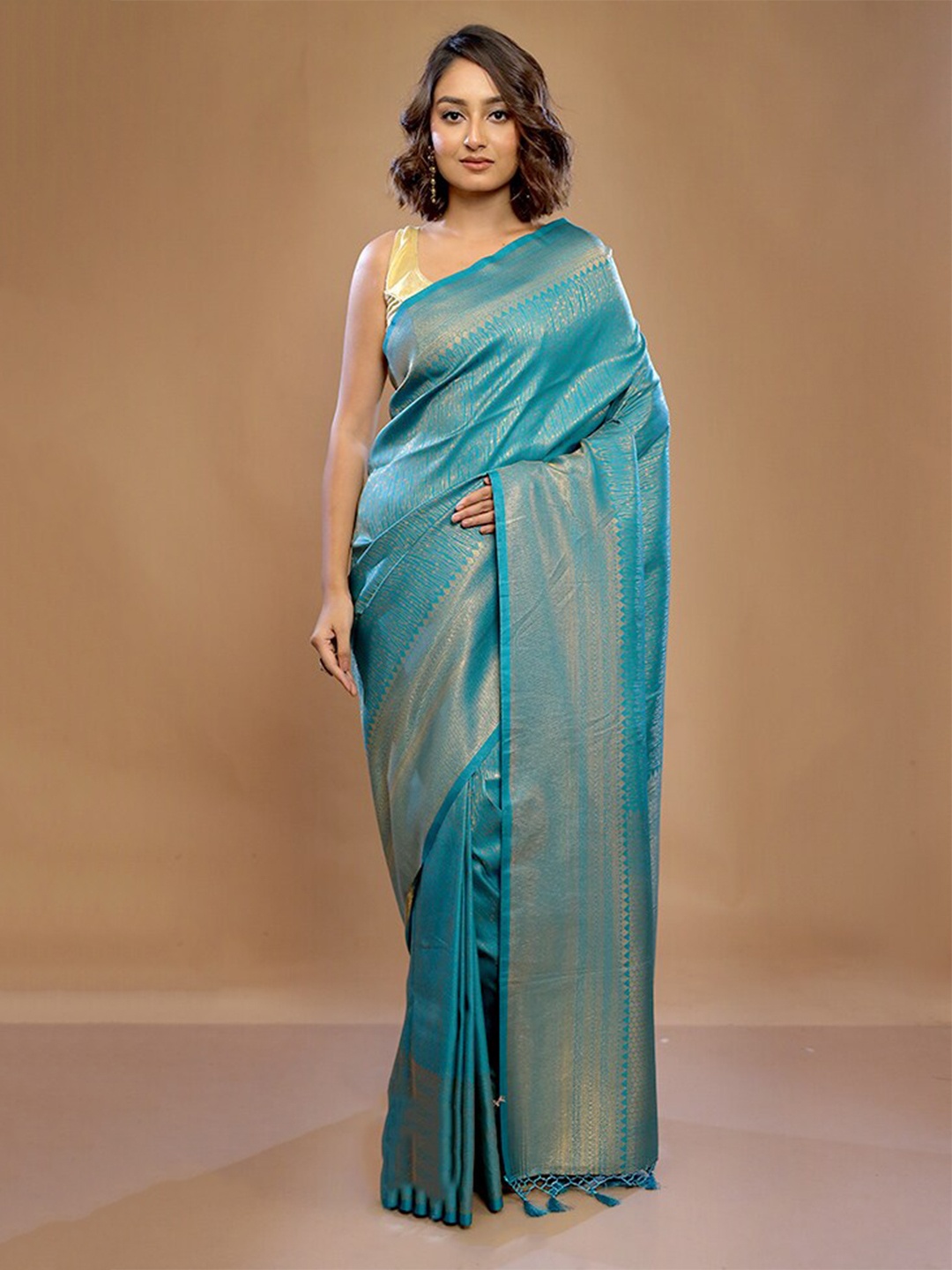 

AllSilks Blue Silk Blend Saree