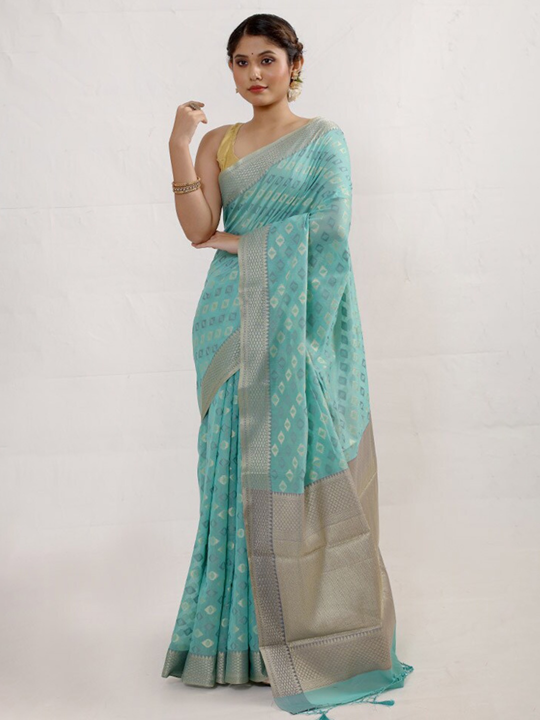 

AllSilks Green Pure Cotton Saree