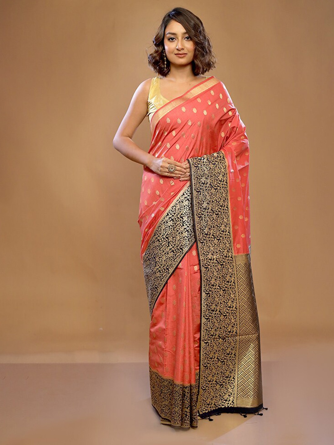 

AllSilks Pink Silk Blend Saree