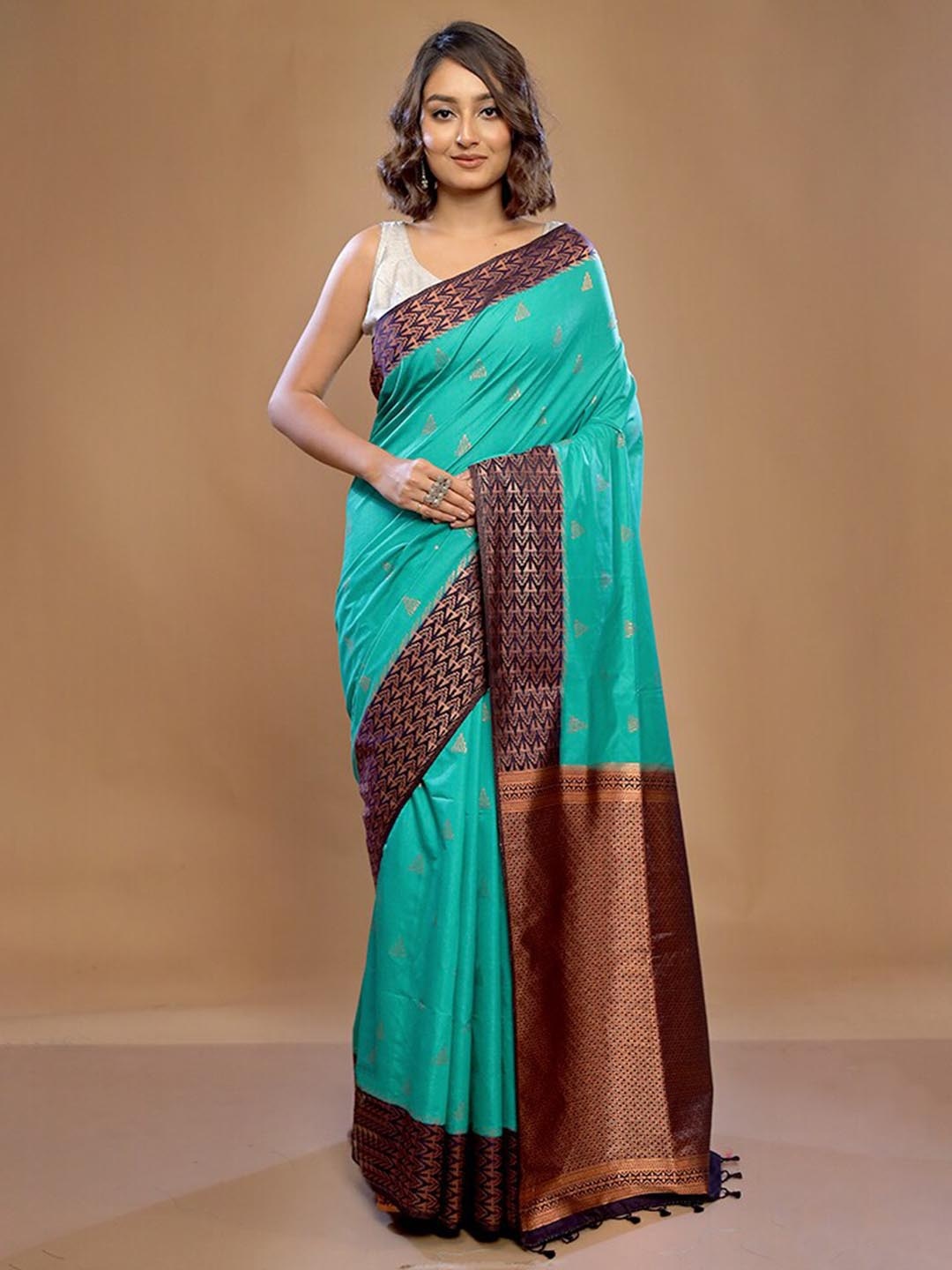 

AllSilks Blue Silk Blend Saree