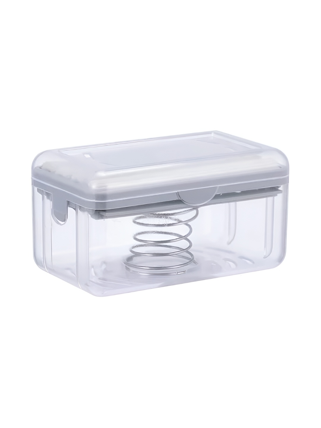 

SATSUN ENTERPRISE Transparent & Grey Striped Soap Dish With Lid