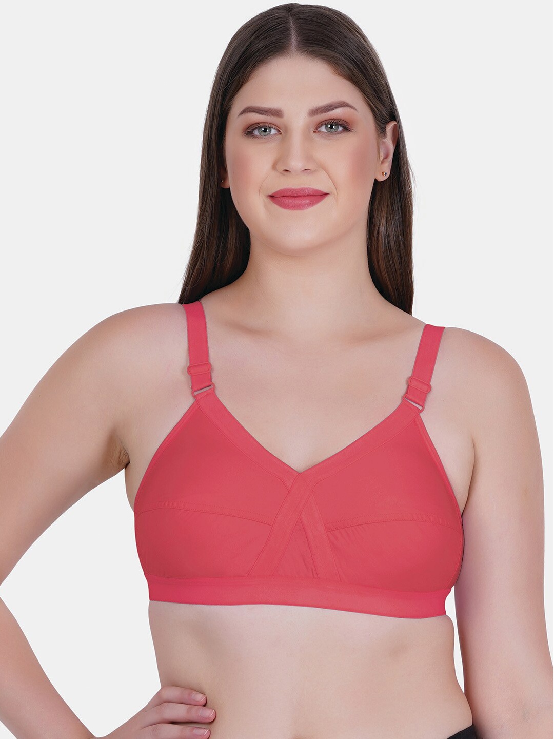 

Reveira Medium Coverage Low Support Dry Fit Everyday Seamless Bra With All Day Comfort, Orange