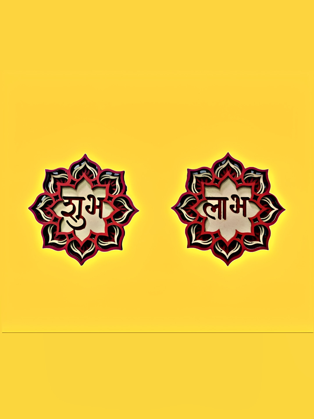 

CaratWala 2 Pieces Marron Textured Shubh Labh Hanging Wall Docor, Maroon