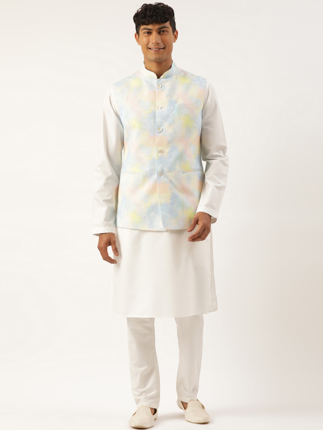 

TheEthnic.Co Pure Cotton Kurta & Pyjamas with Nehru Jacket, White
