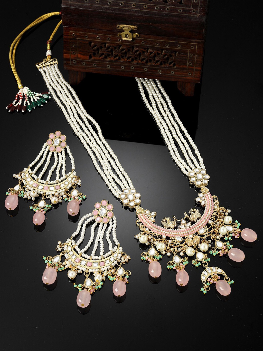 

KARATCART Gold-Plated Beaded & Kundan-Studded Jewellery Set