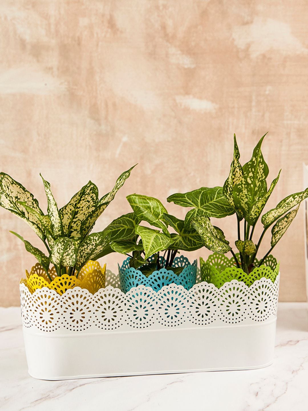 

DecorTwist Textured Metal Planter, White