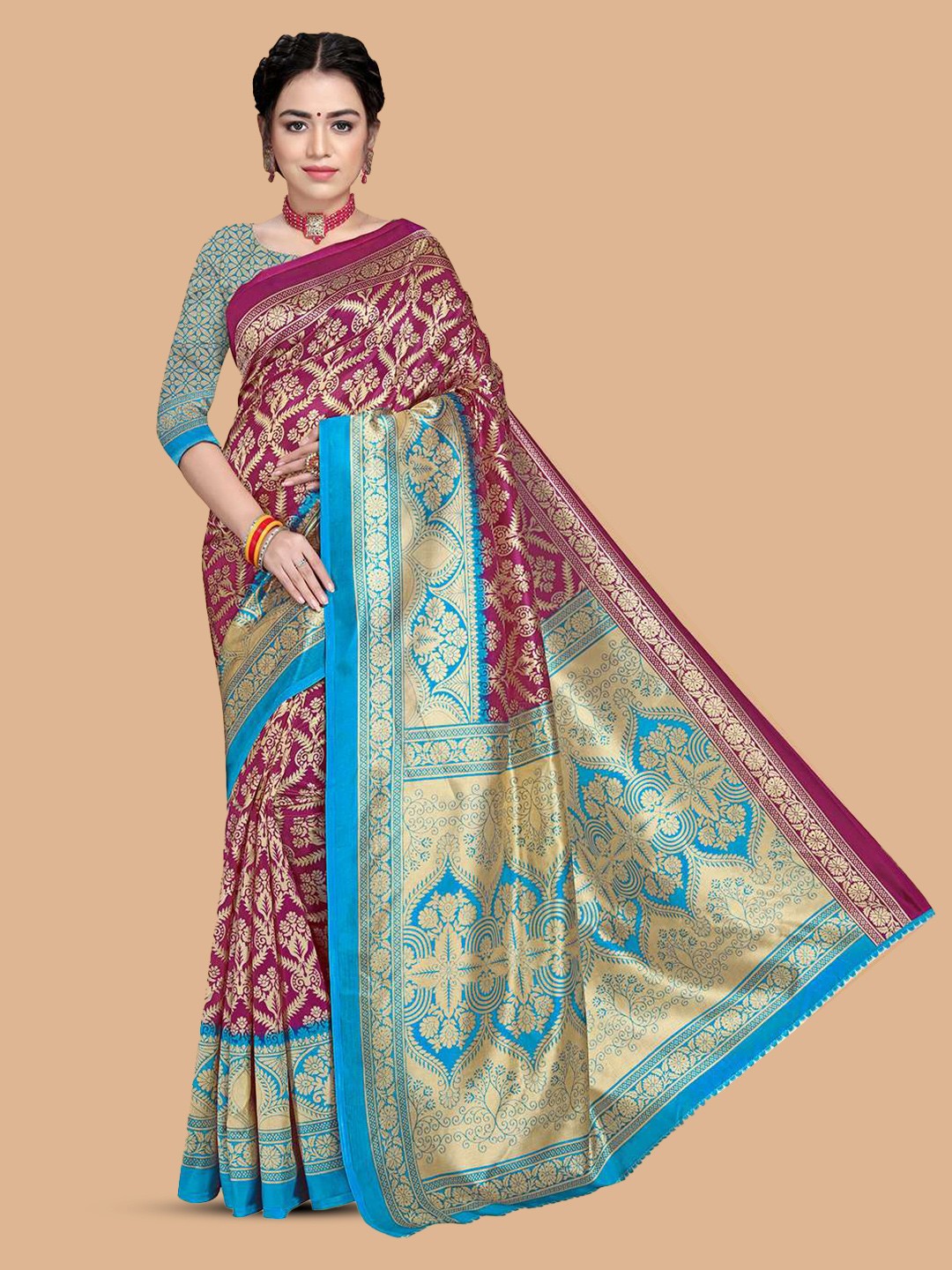 

Mitera Maroon Art Silk Designer Saree