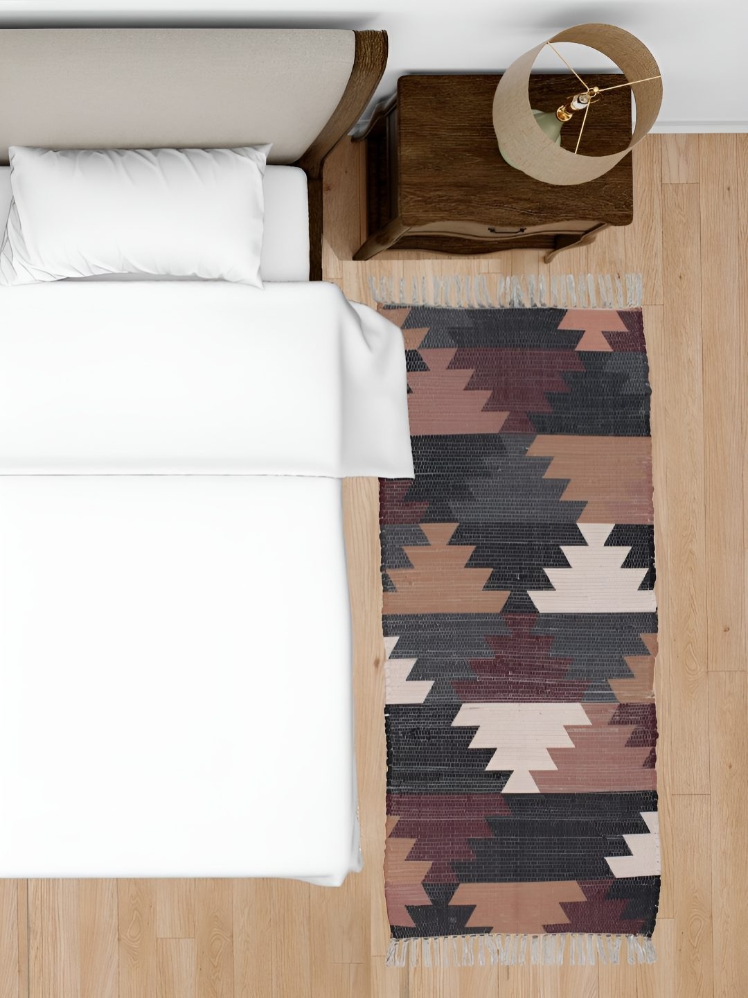 

HOMADORN Brown & Black Printed Dhurrie