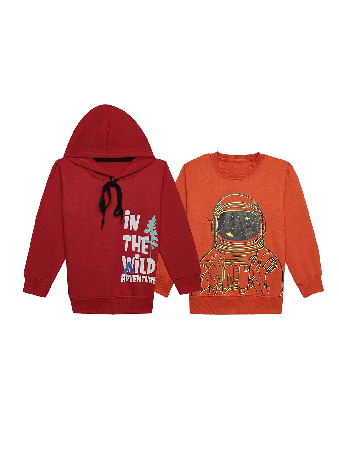 

VIMAL JONNEY Kids Pack of 2 Printed Fleece Pullover Sweatshirt, Orange