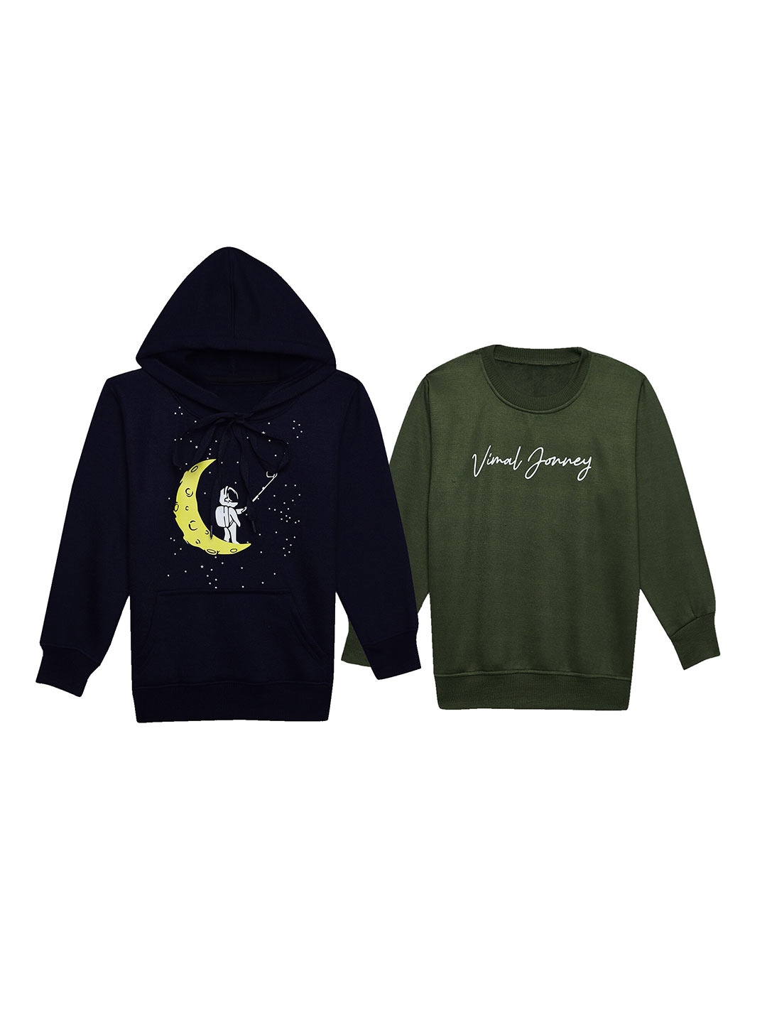 

MACK JONNEY Kids Pack of 2 Printed Fleece Pullover Sweatshirt, Green