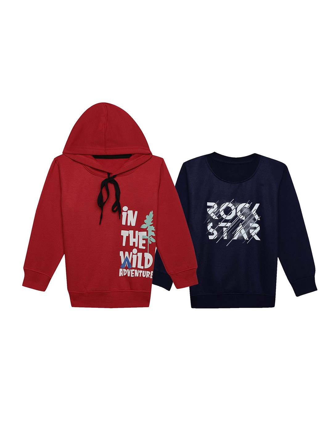 

MACK JONNEY Kids Pack Of 2 Typography Printed Hooded Fleece Sweatshirt, Red